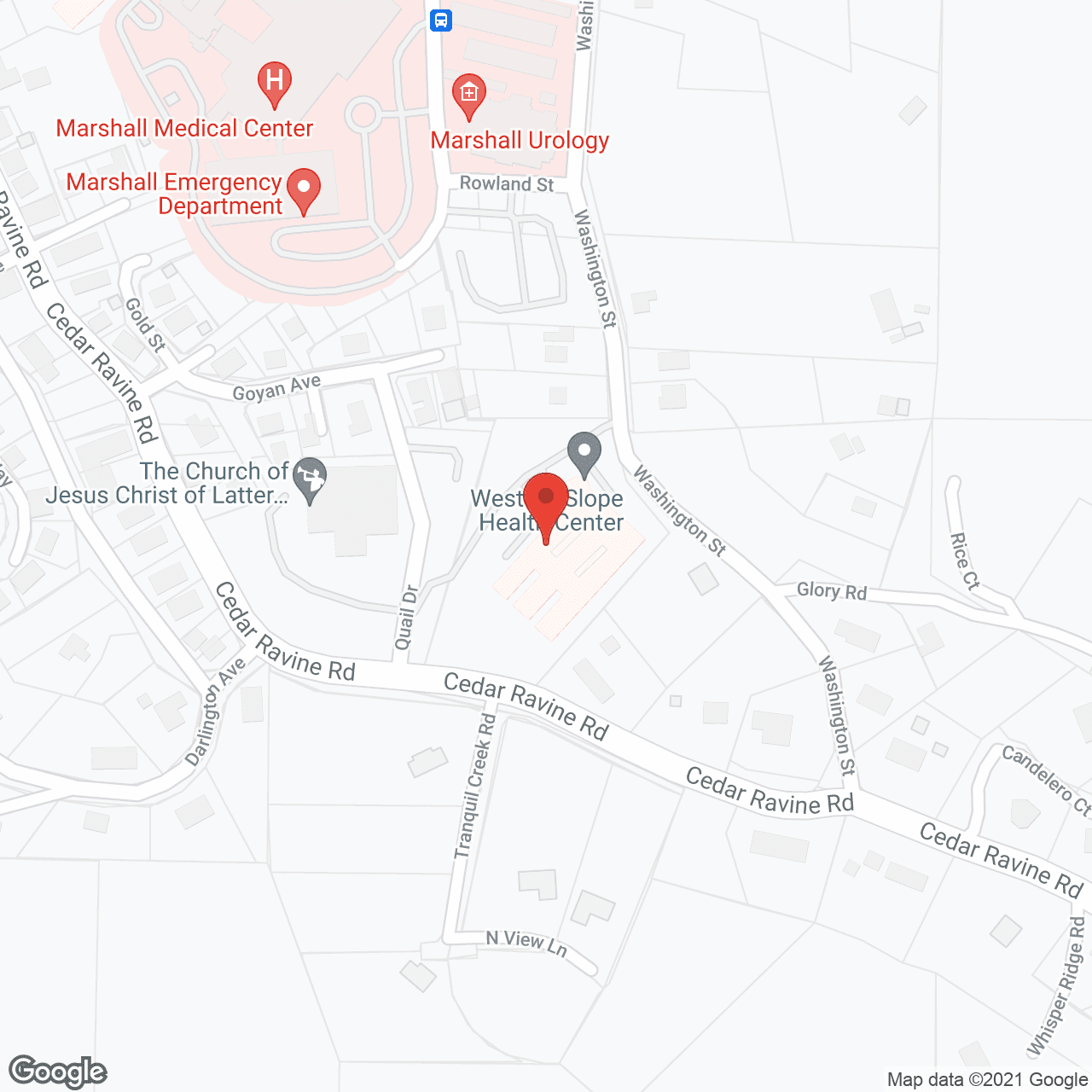 Map of the neighborhood around Western Slope Health Center