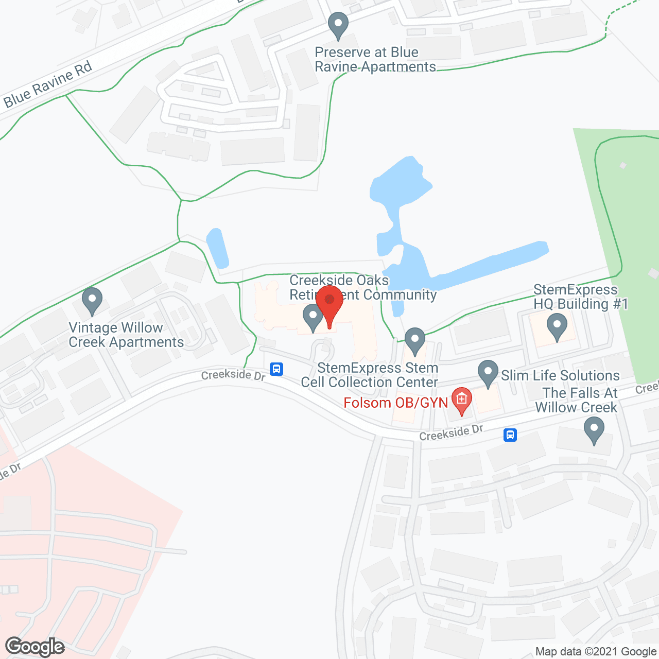 Map of the neighborhood around Creekside Oaks Retirement Community
