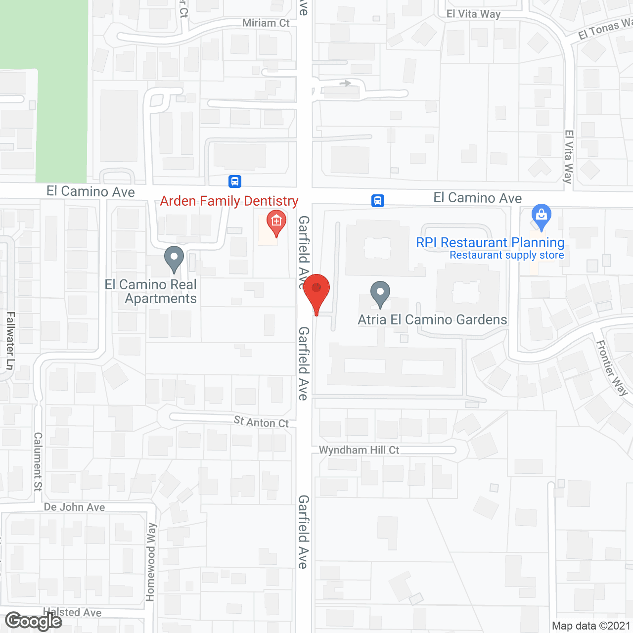 Map of the neighborhood around Atria El Camino Gardens