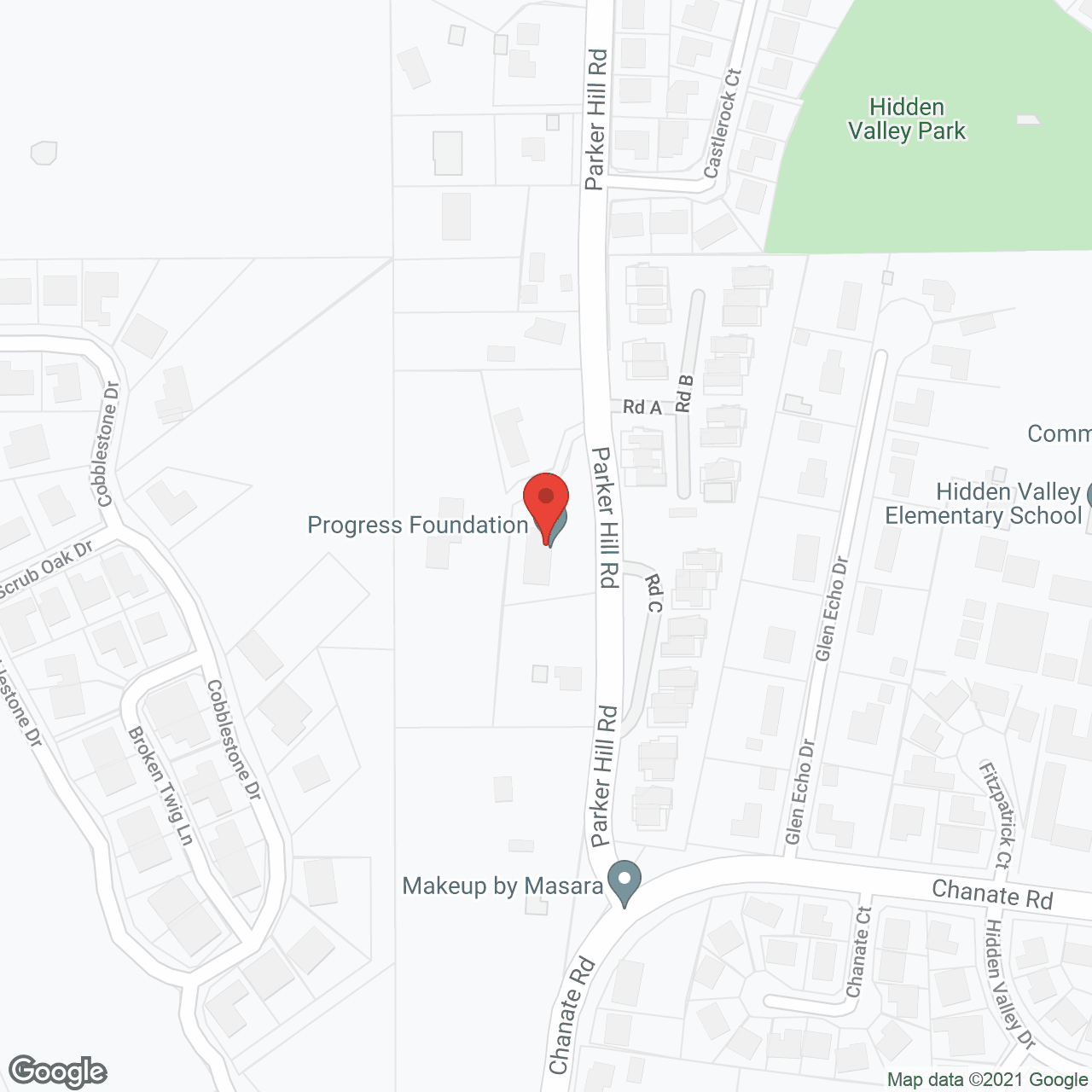 Map of the neighborhood around Elderhome At Parker Hill