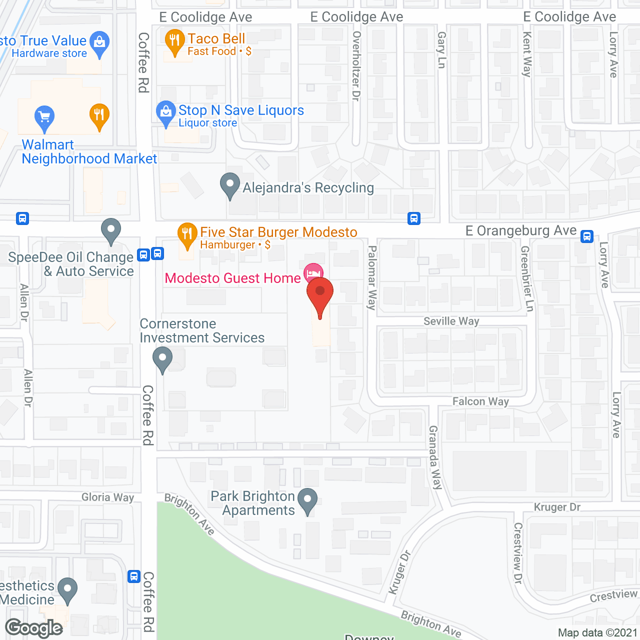 Map of the neighborhood around Modesto Guest Home