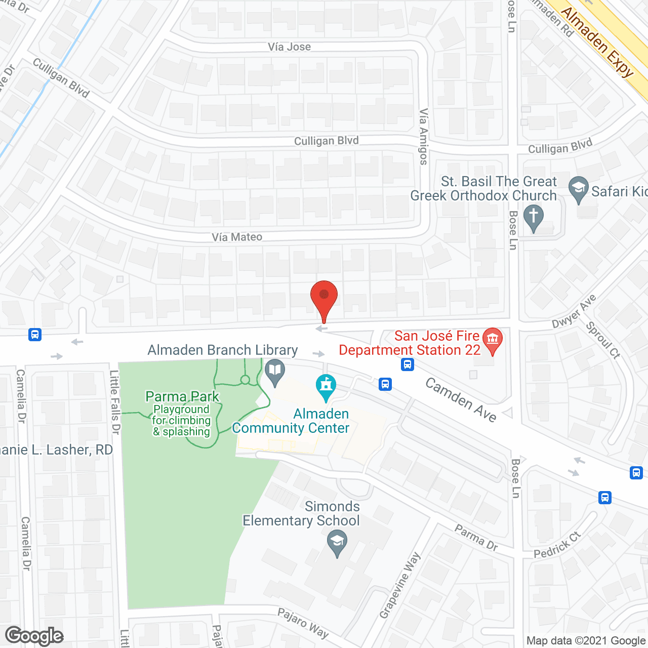 Map of the neighborhood around Bon Homie I Dwyer