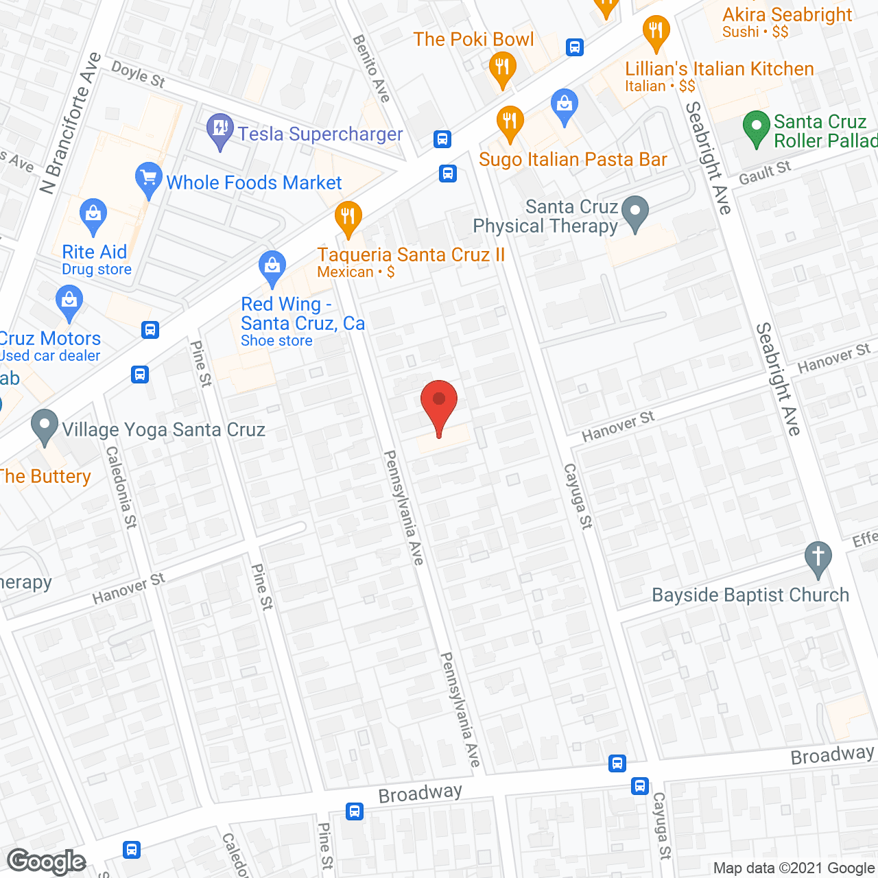 Map of the neighborhood around Maple House