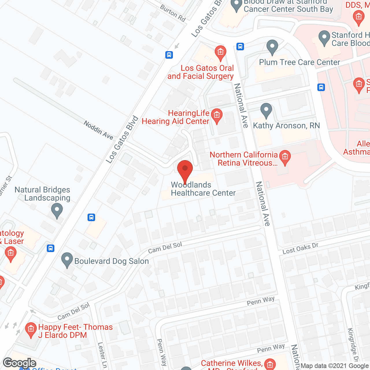 Map of the neighborhood around Woodlands Healthcare Center