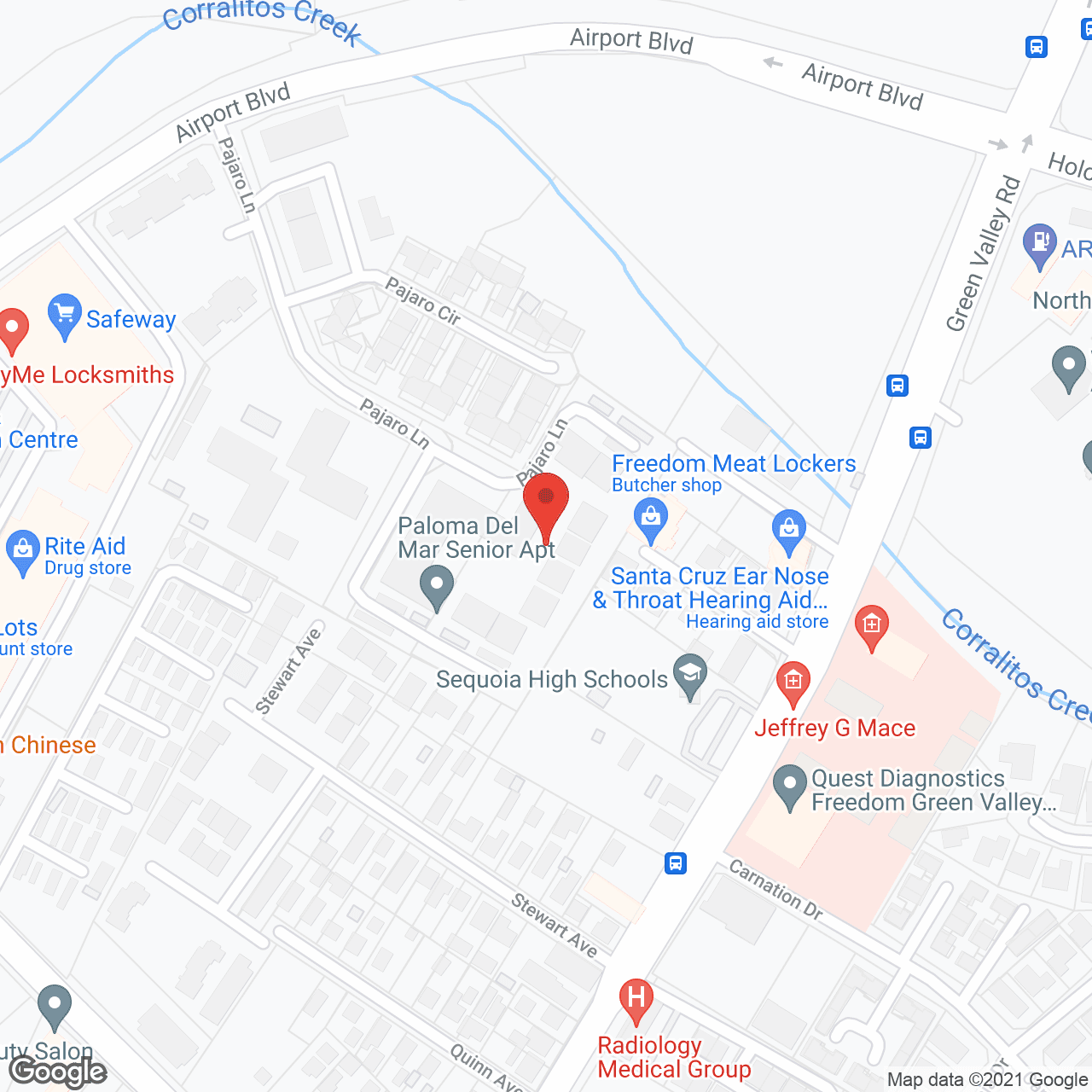 Map of the neighborhood around Paloma Del Mar Senior Apt