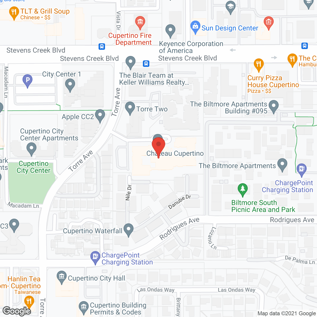 Map of the neighborhood around Chateau Cupertino