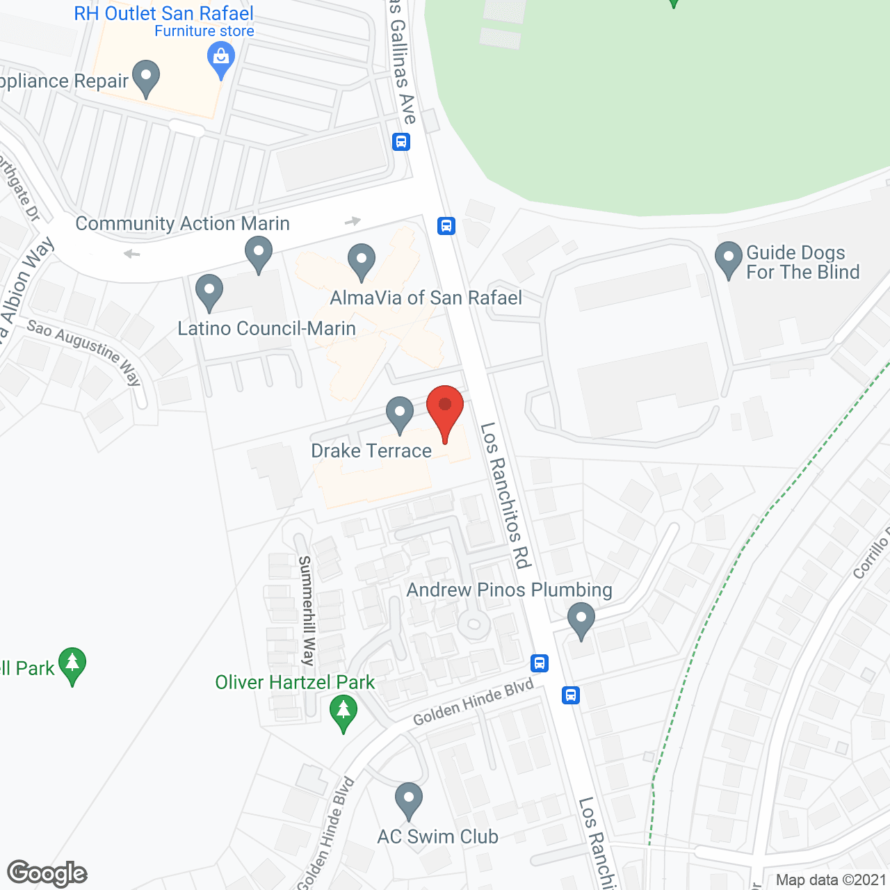 Map of the neighborhood around Drake Terrace