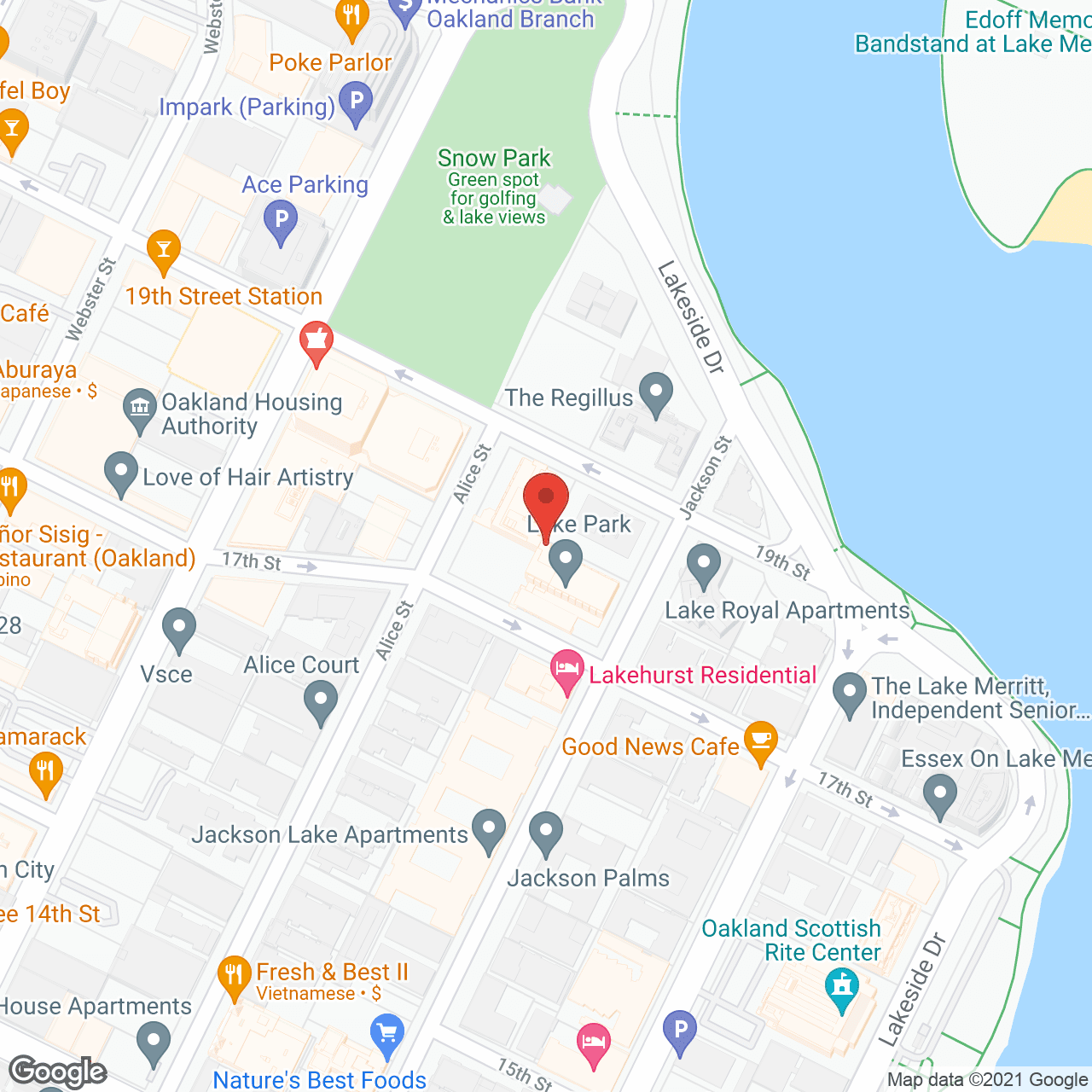Map of the neighborhood around Lake Park Senior Living