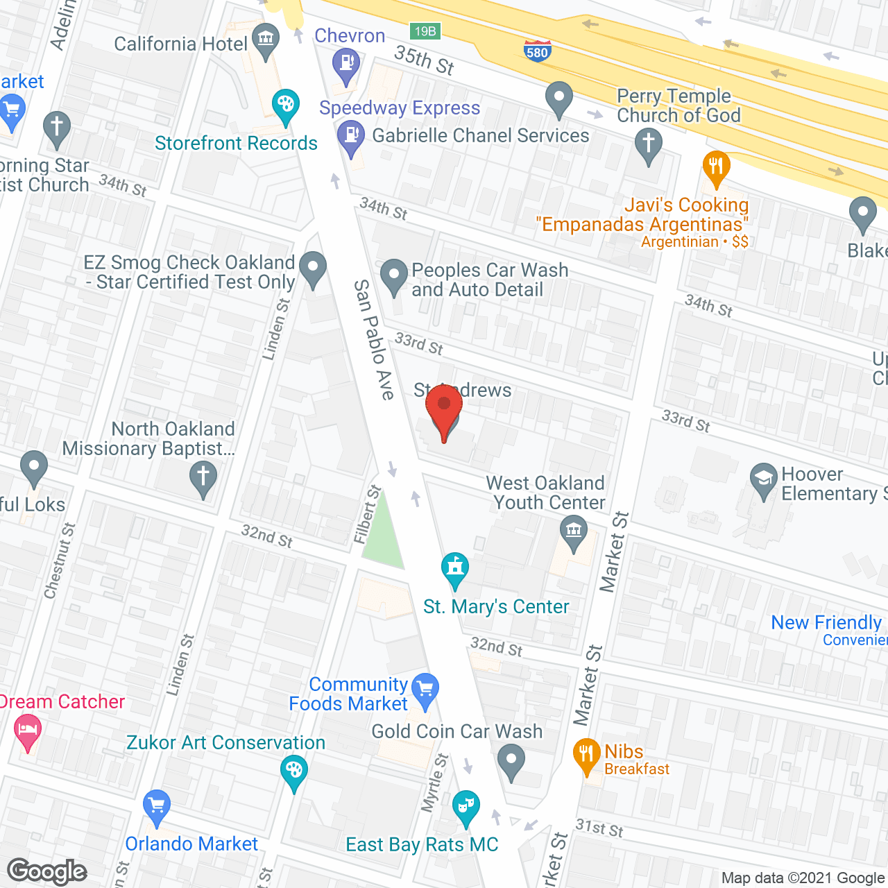 Map of the neighborhood around Saint Andrews Manor