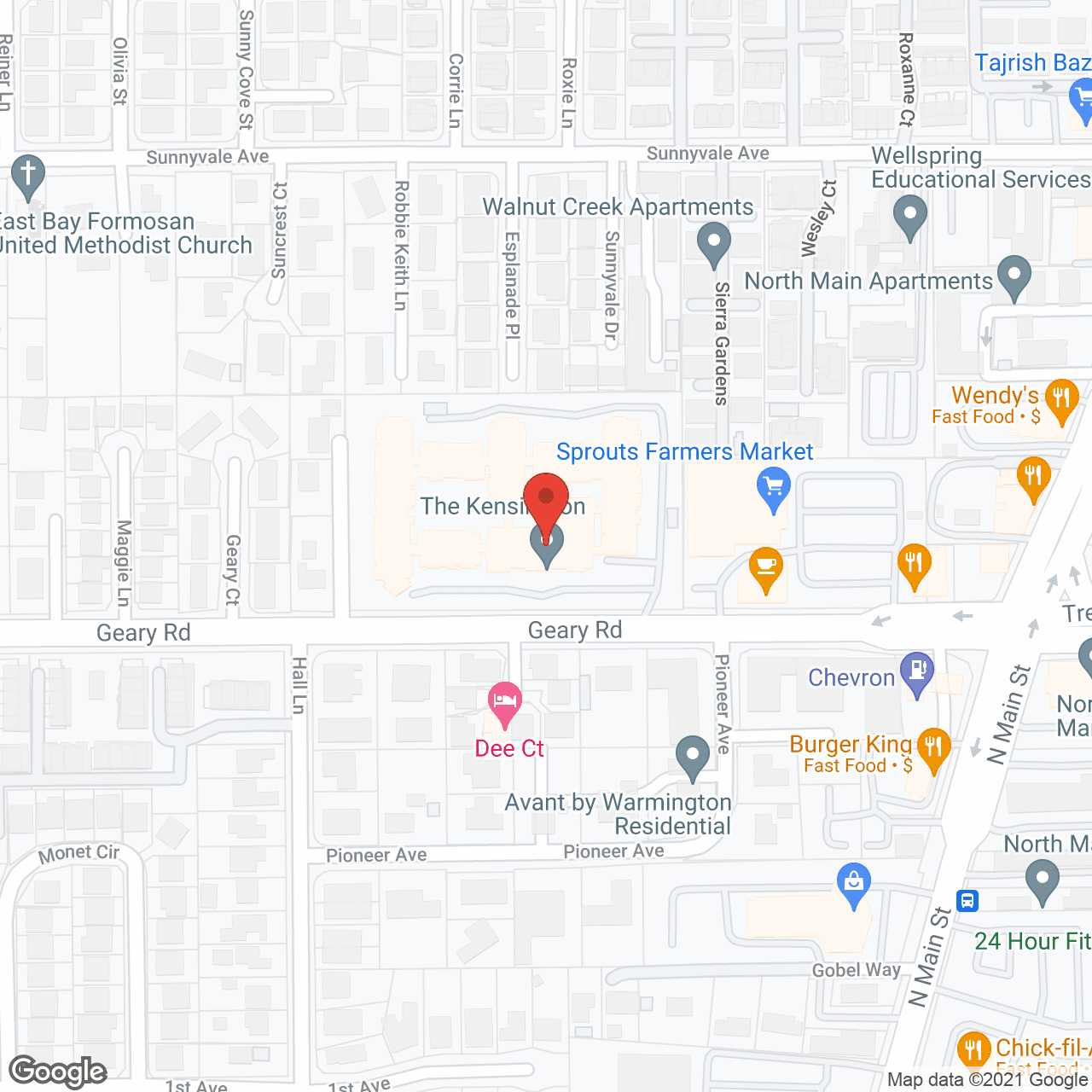 Map of the neighborhood around The Kensington