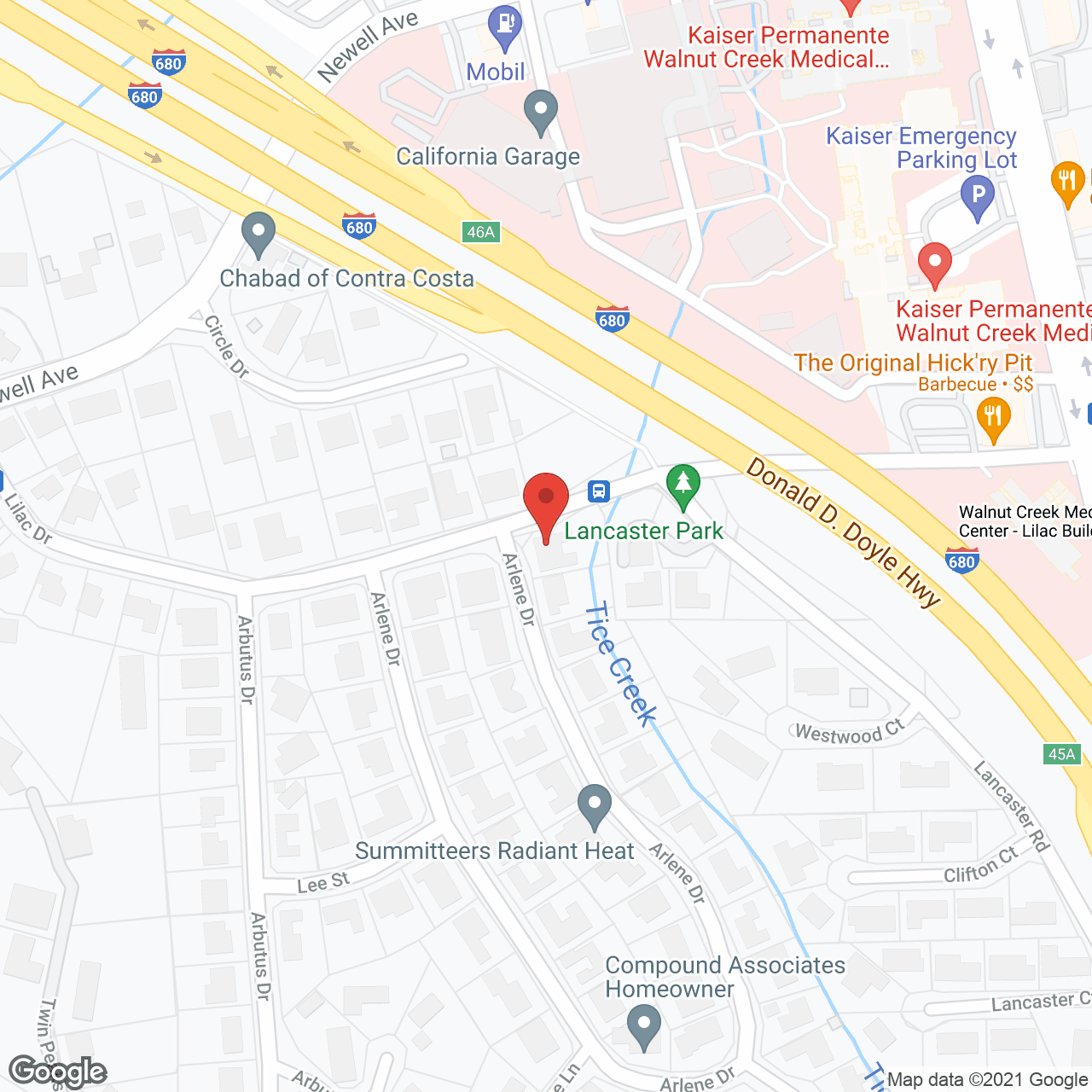 Map of the neighborhood around The Arlene I