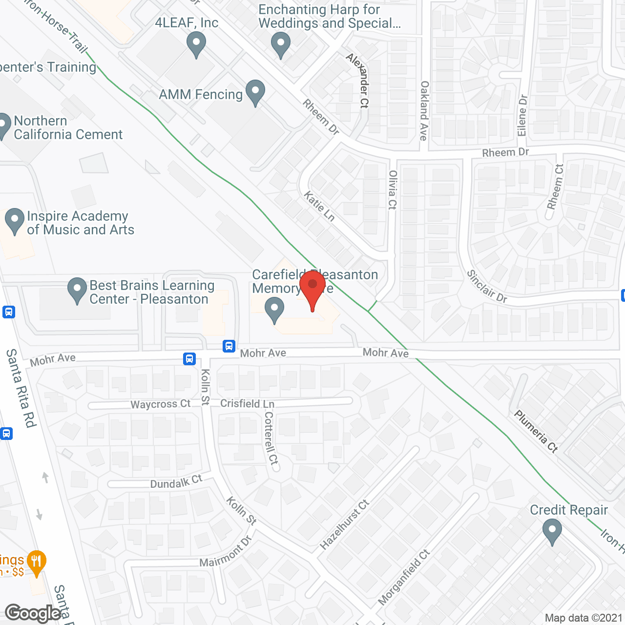 Map of the neighborhood around Carefield Pleasanton Memory Care