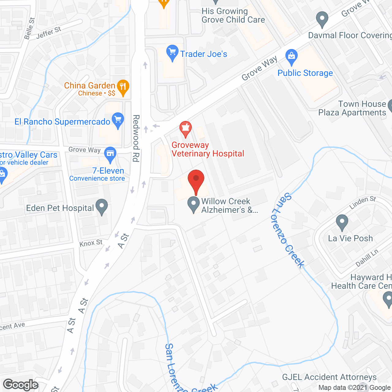 Map of the neighborhood around Willow Creek Alzheimer Care