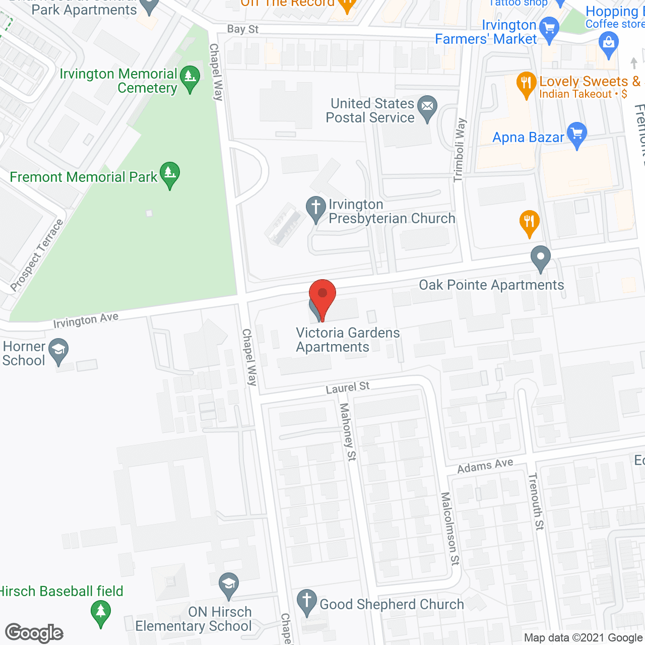 Map of the neighborhood around Victoria Gardens