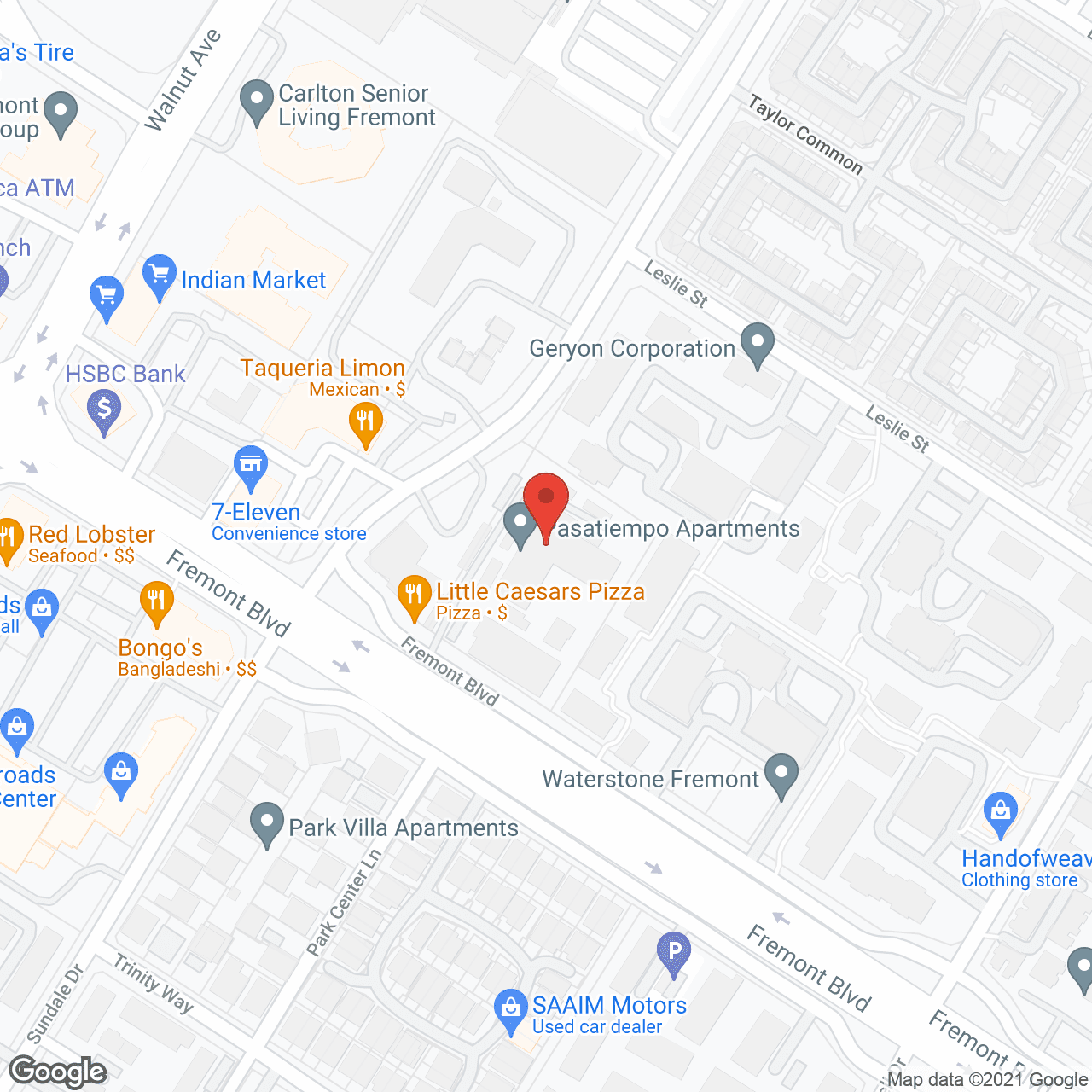 Map of the neighborhood around Pasa Tiempo Apartments