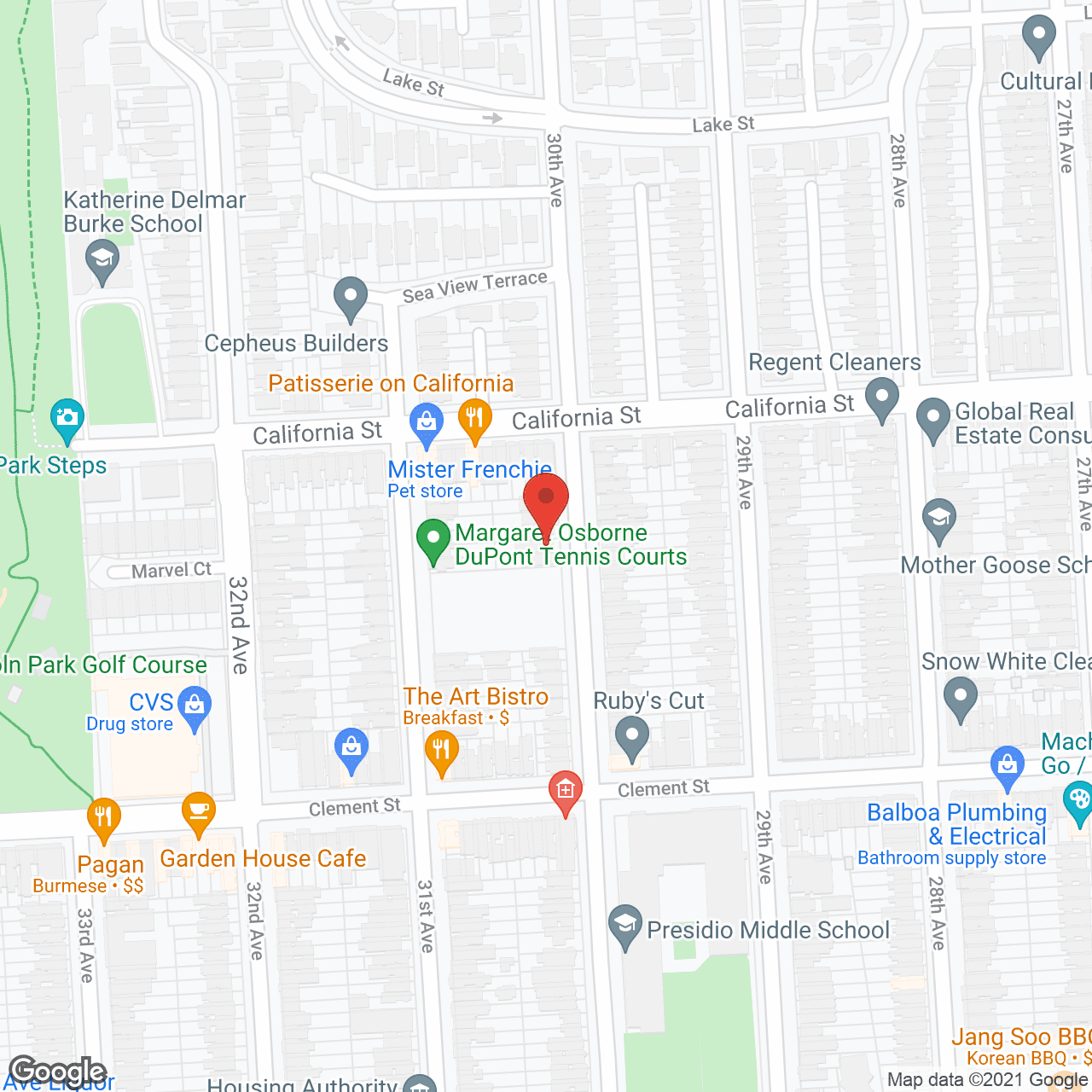 Map of the neighborhood around Damenik's Home