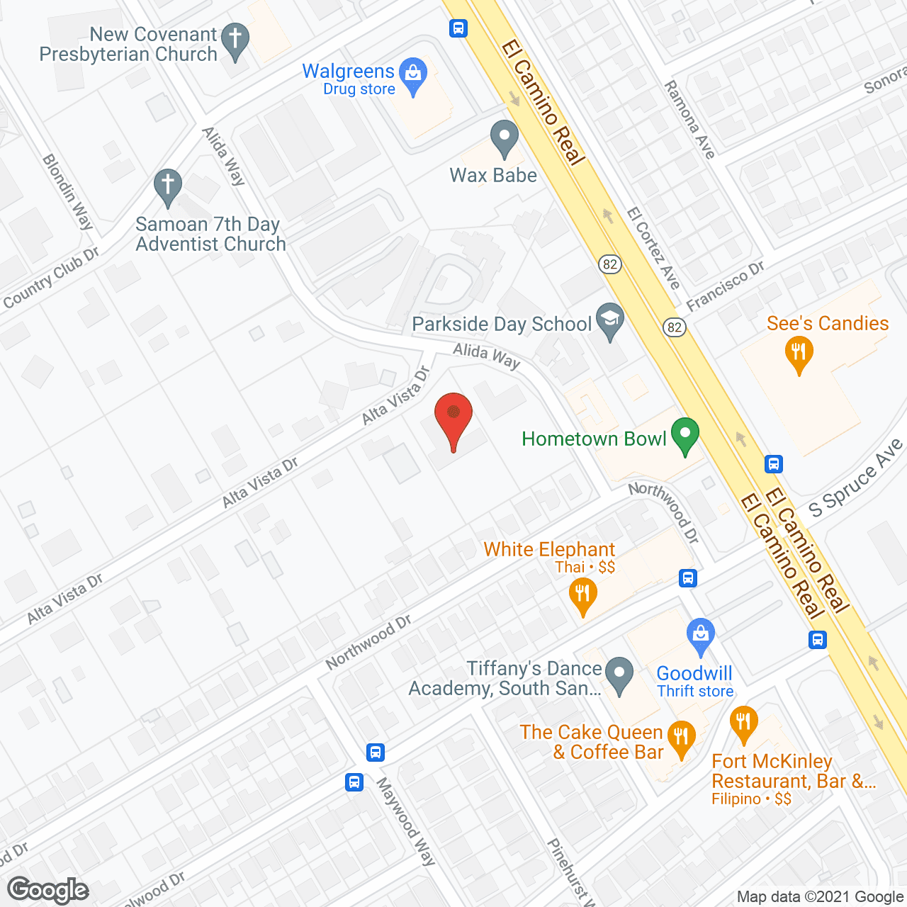 Map of the neighborhood around Bougainvilleas Care Home