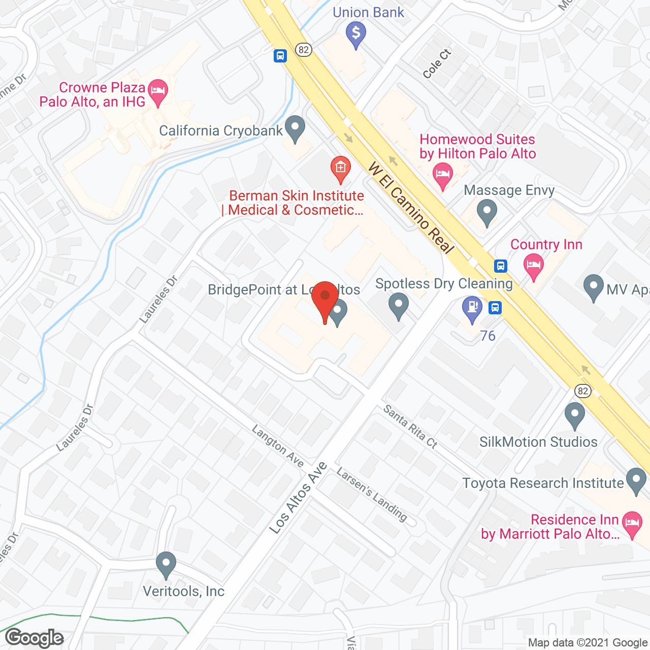 Map of the neighborhood around BridgePoint at Los Altos