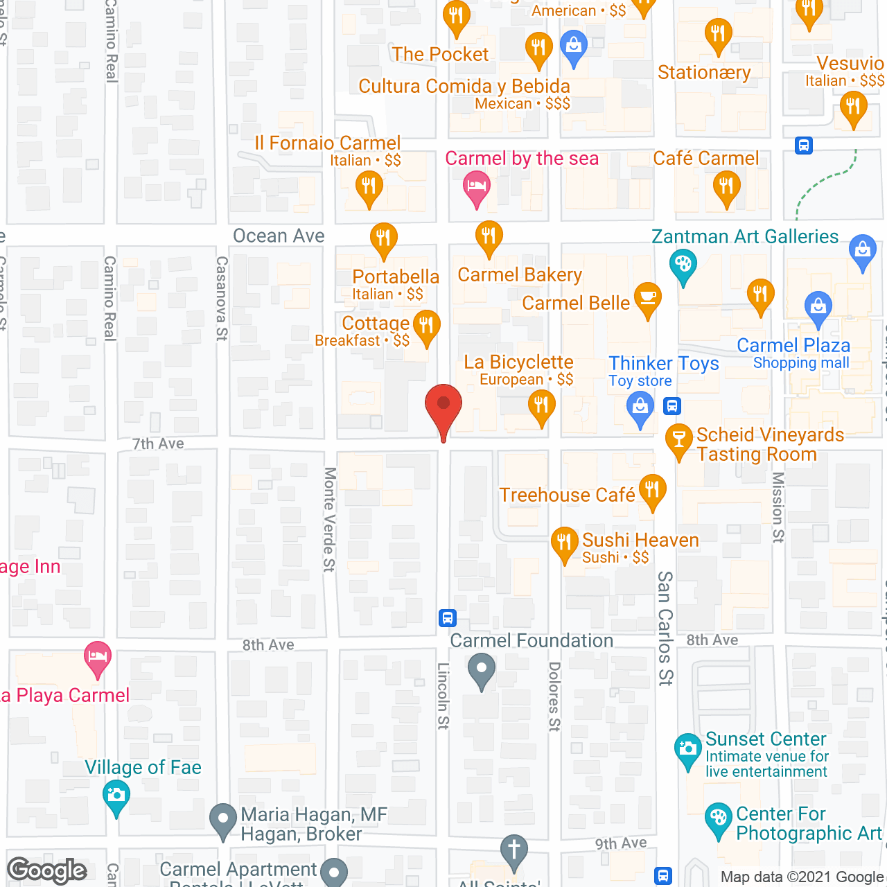 Map of the neighborhood around Victorian-Carmel By the Sea