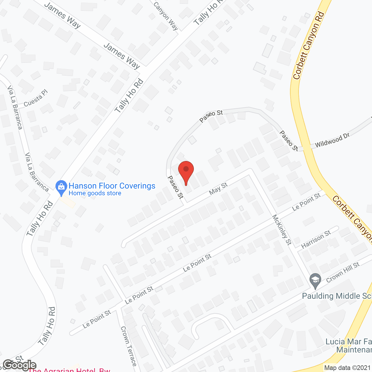 Map of the neighborhood around Hillside Villa Retirement Home