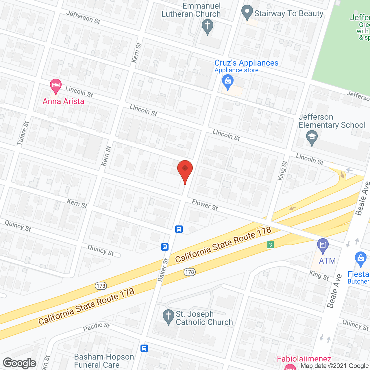 Map of the neighborhood around Carrington of Bakersfield