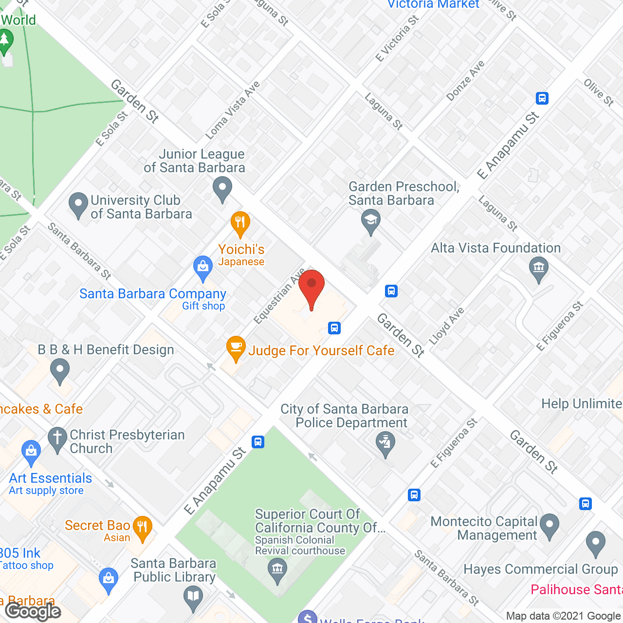 Map of the neighborhood around Villa Santa Barbara