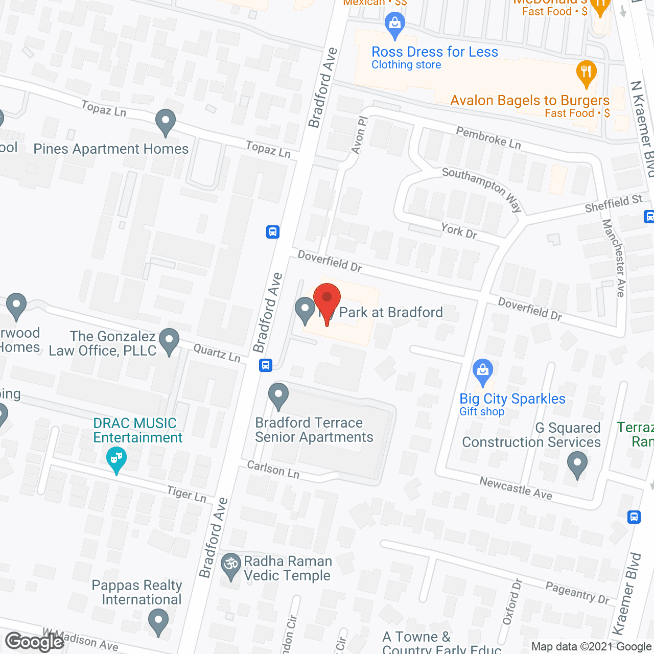 Map of the neighborhood around Ivy Park at Bradford