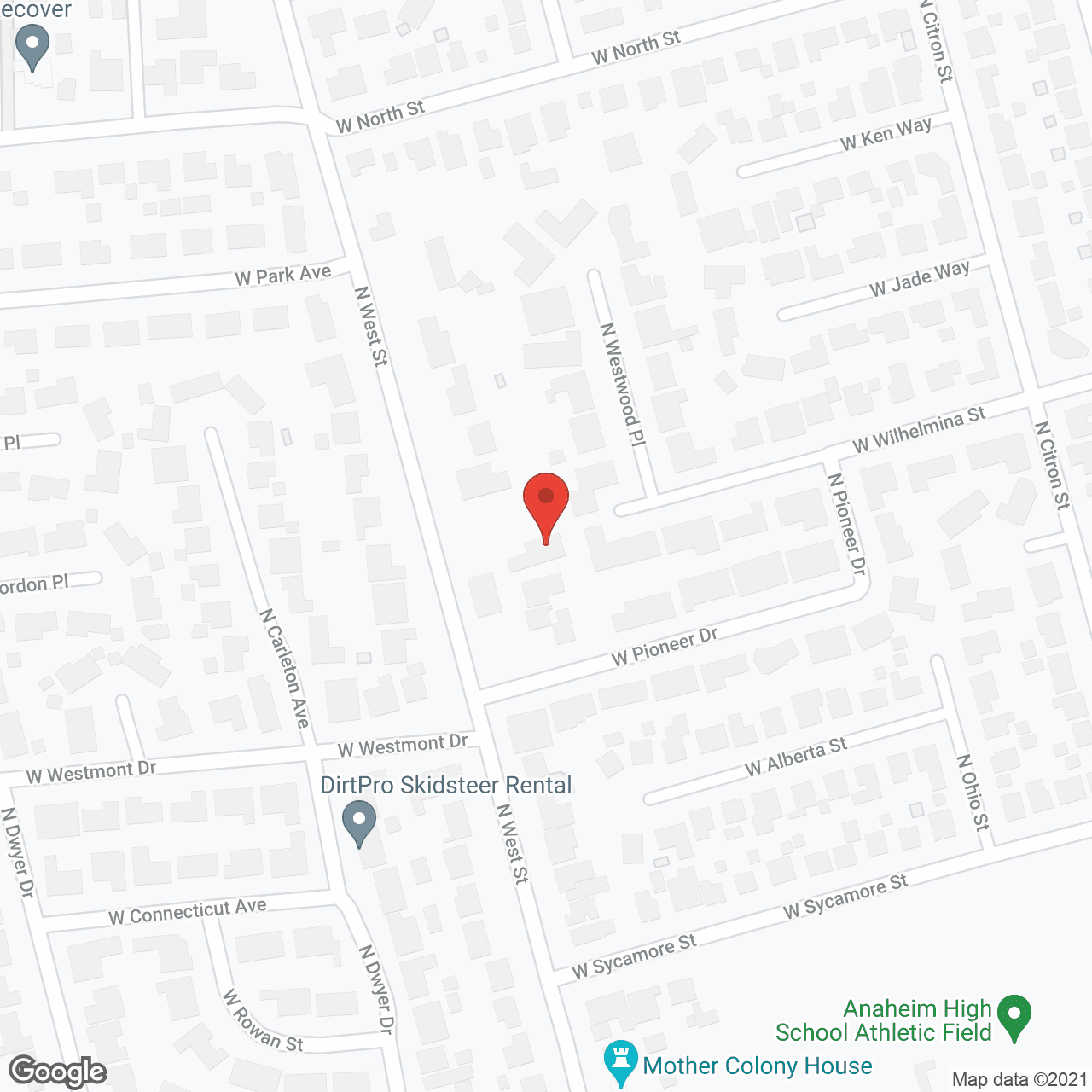 Map of the neighborhood around Marion Grace Cottage of Anaheim