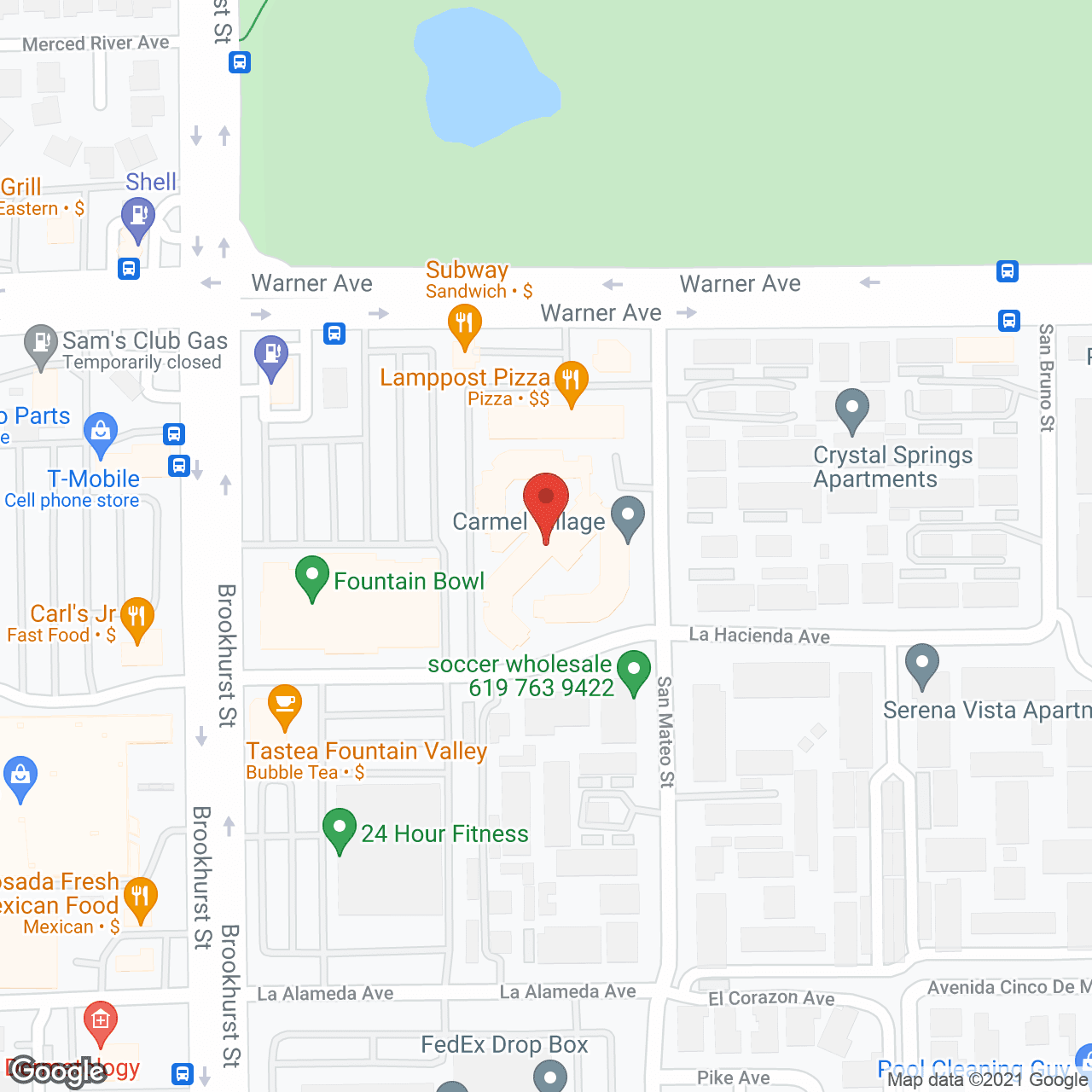 Map of the neighborhood around Carmel Village