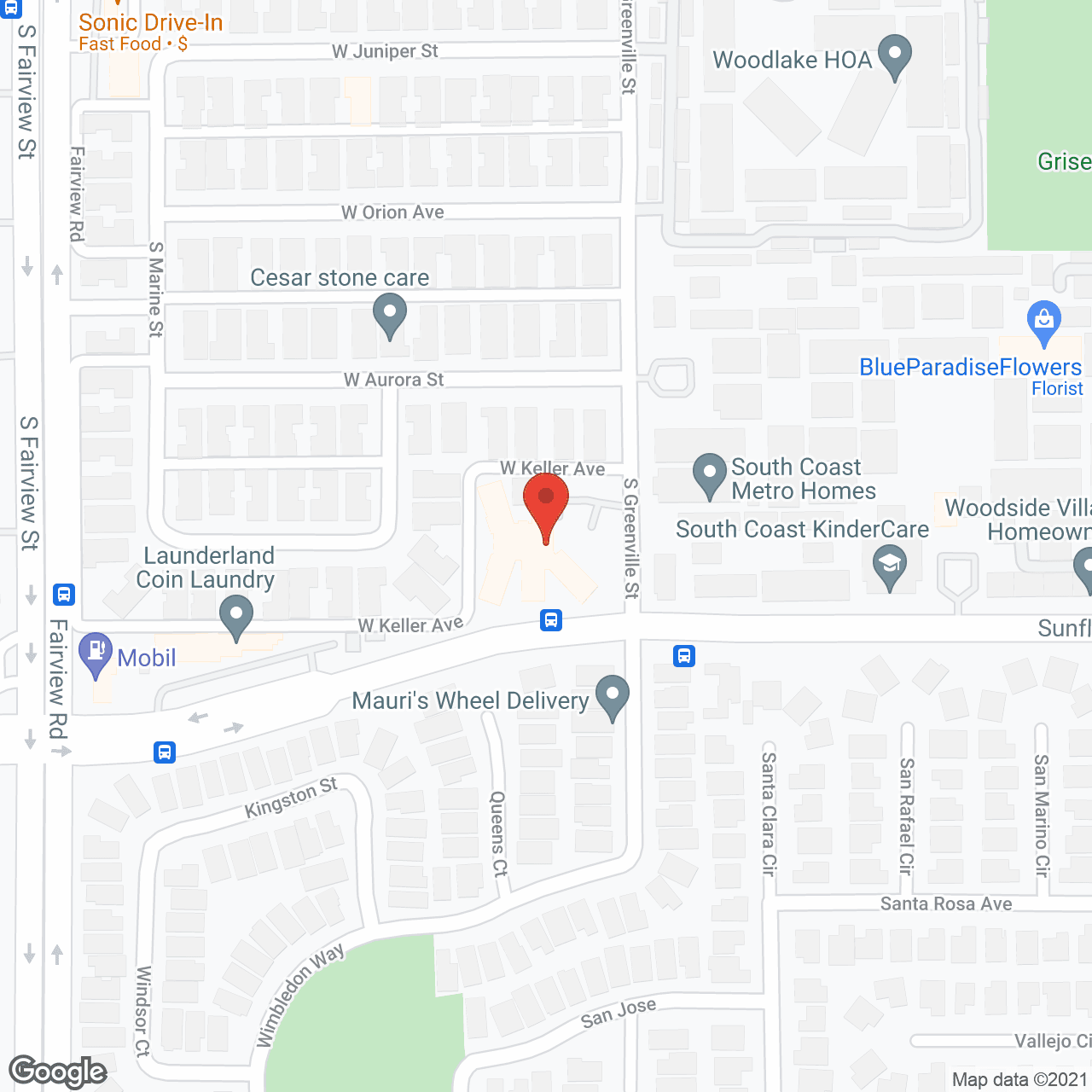 Map of the neighborhood around Crescent Landing at South Coast