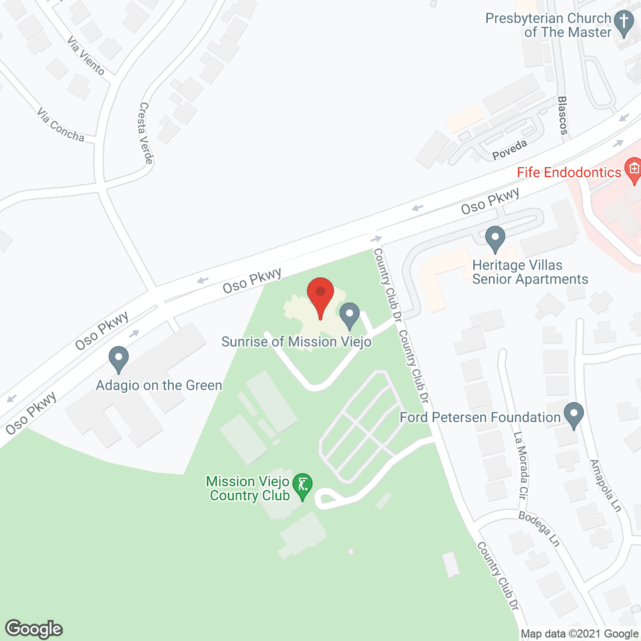 Map of the neighborhood around Sunrise of Mission Viejo