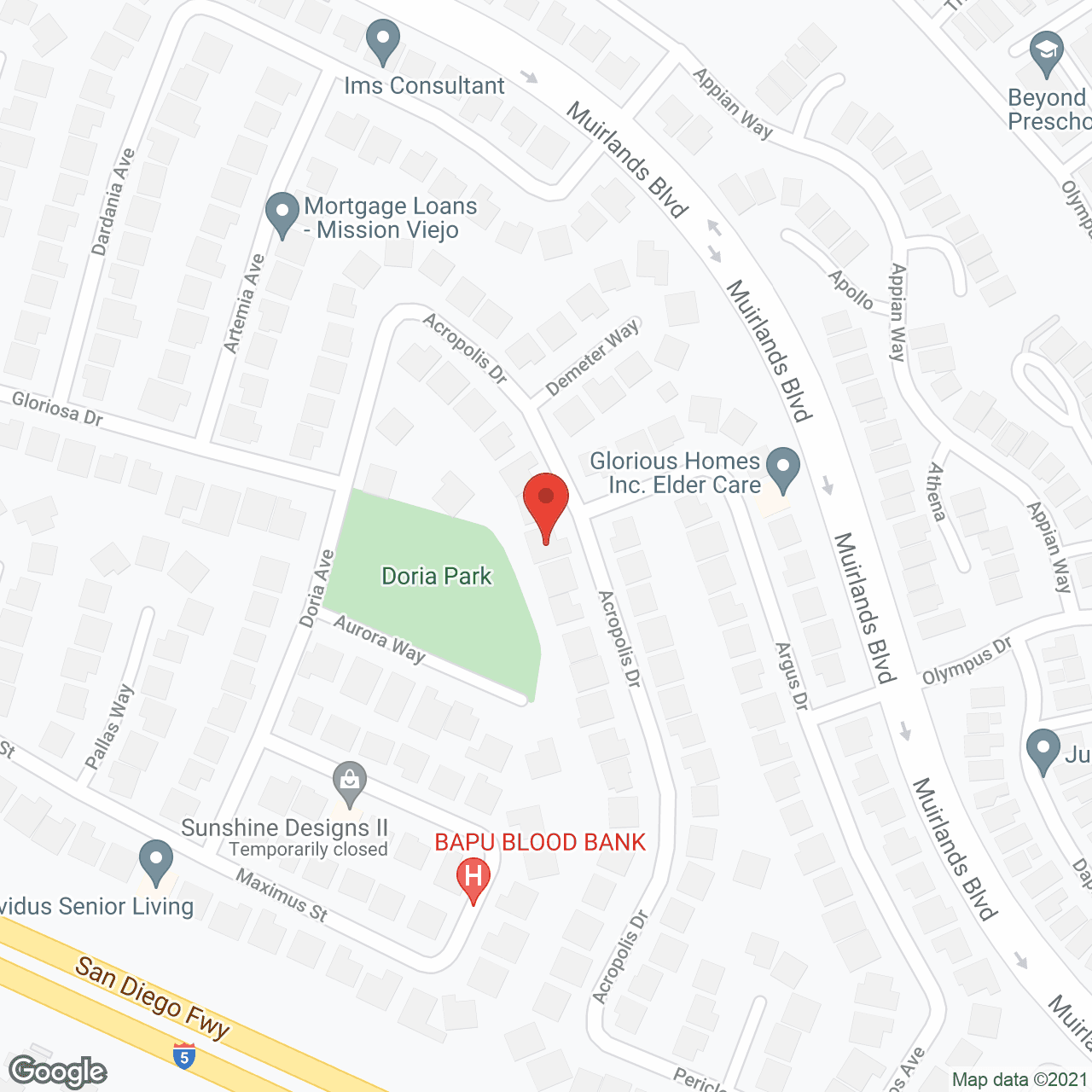 Map of the neighborhood around JP Senior Homes - Acropolis