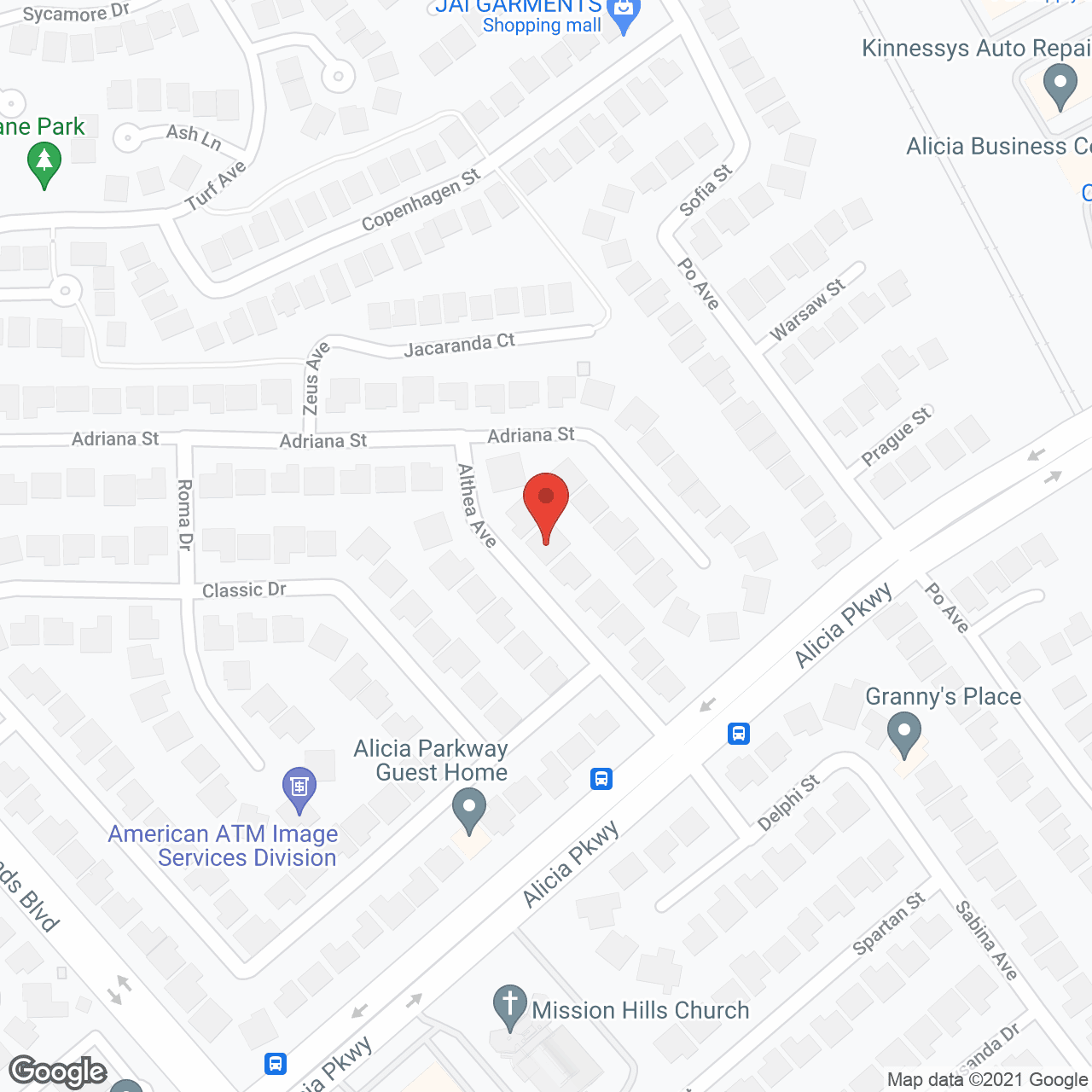 Map of the neighborhood around Mission Viejo Care Cottages