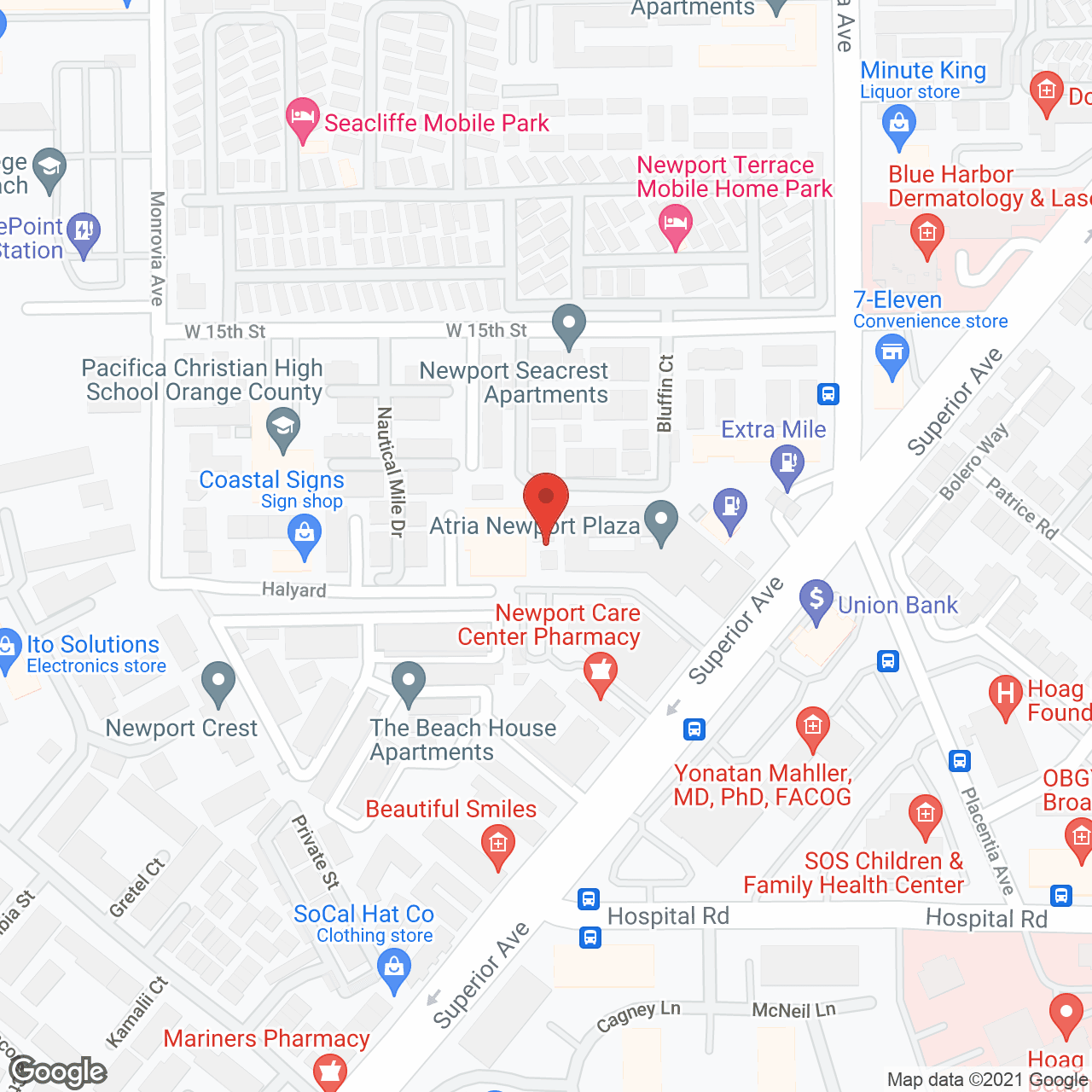 Map of the neighborhood around Atria Newport Plaza