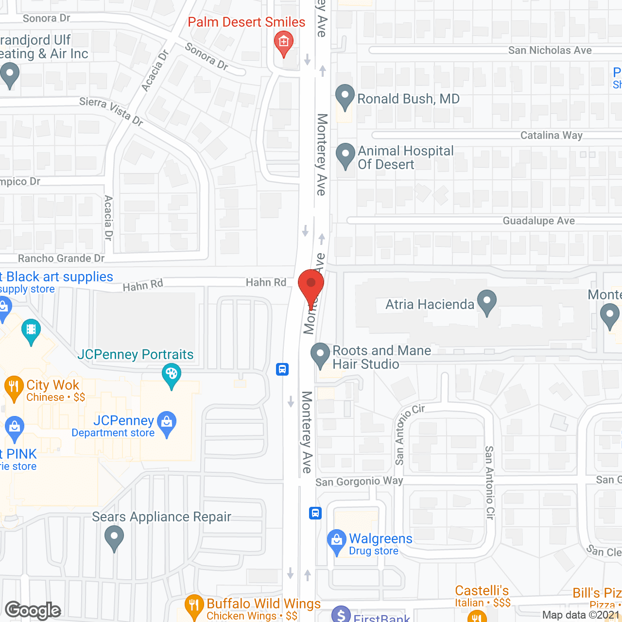 Map of the neighborhood around Monterey Palms Health Care Ctr