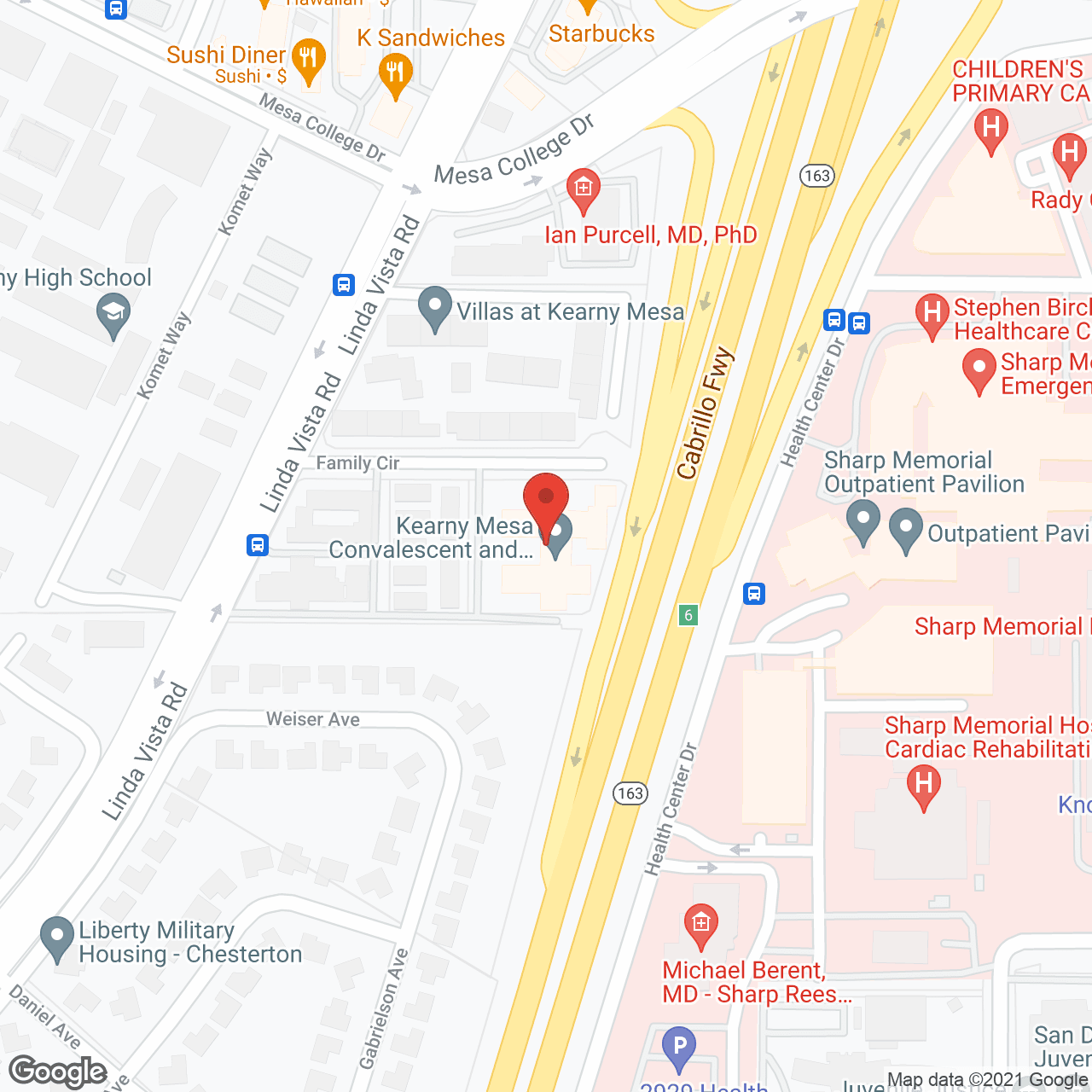 Map of the neighborhood around Kearny Mesa Nursing and Rehabilitation Center