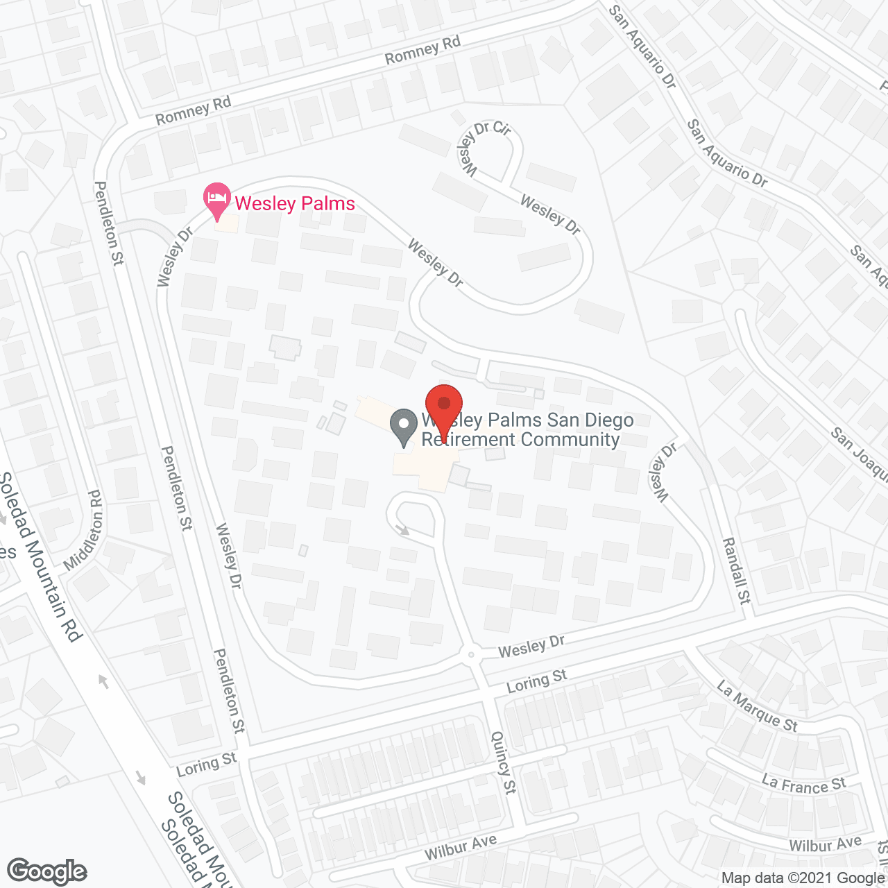 Map of the neighborhood around Wesley Palms
