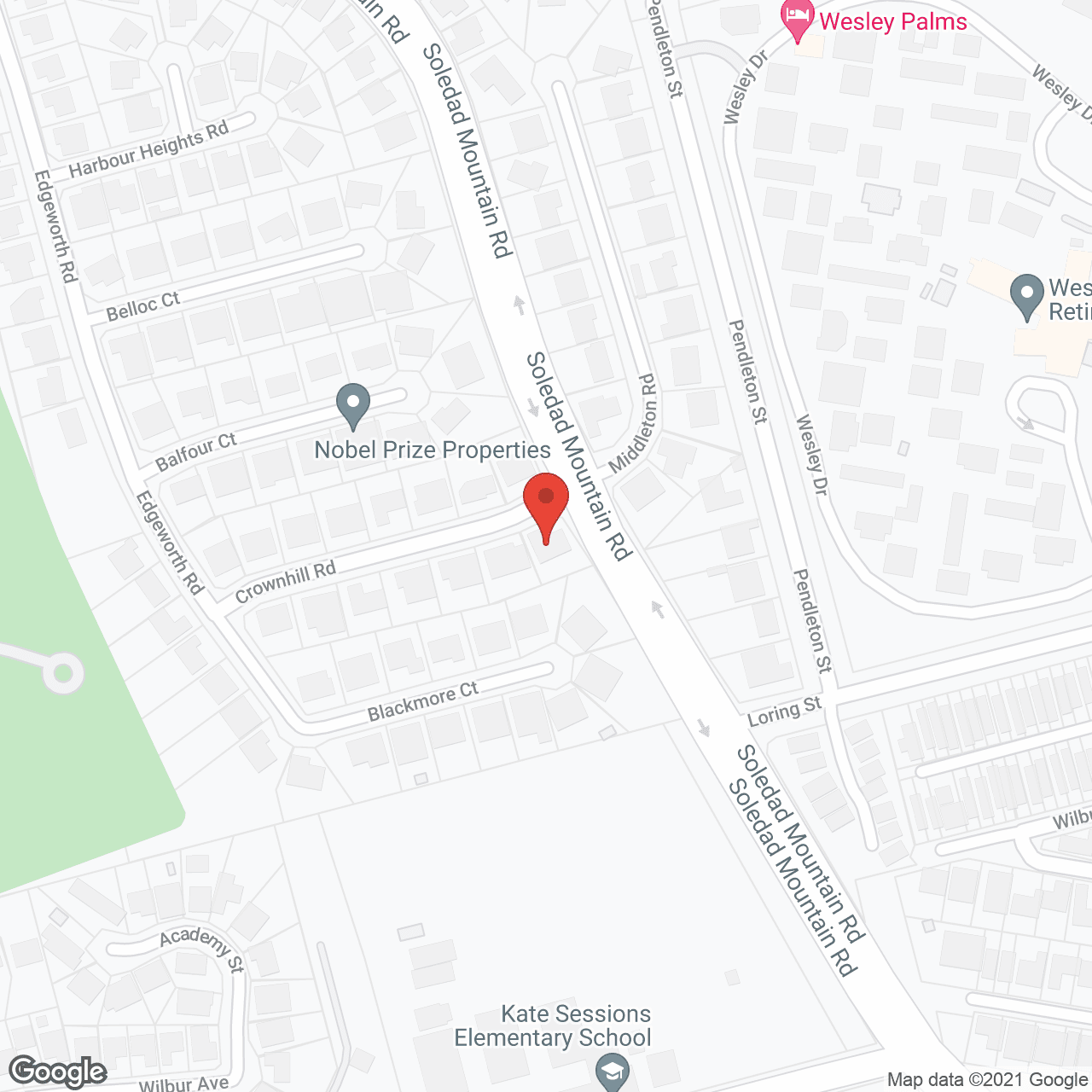 Map of the neighborhood around Mount Soledad Senior Care