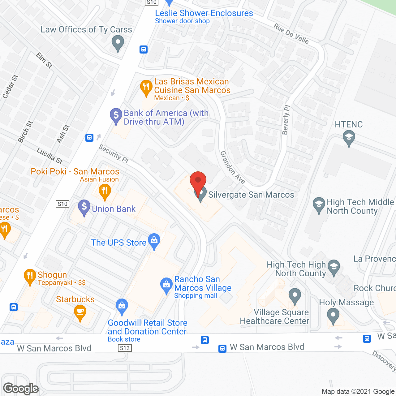 Map of the neighborhood around Silvergate Retirement Residence - San Marcos