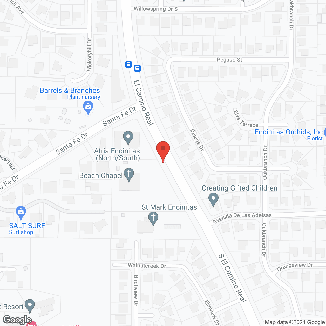Map of the neighborhood around Pacifica Senior Living Encinitas