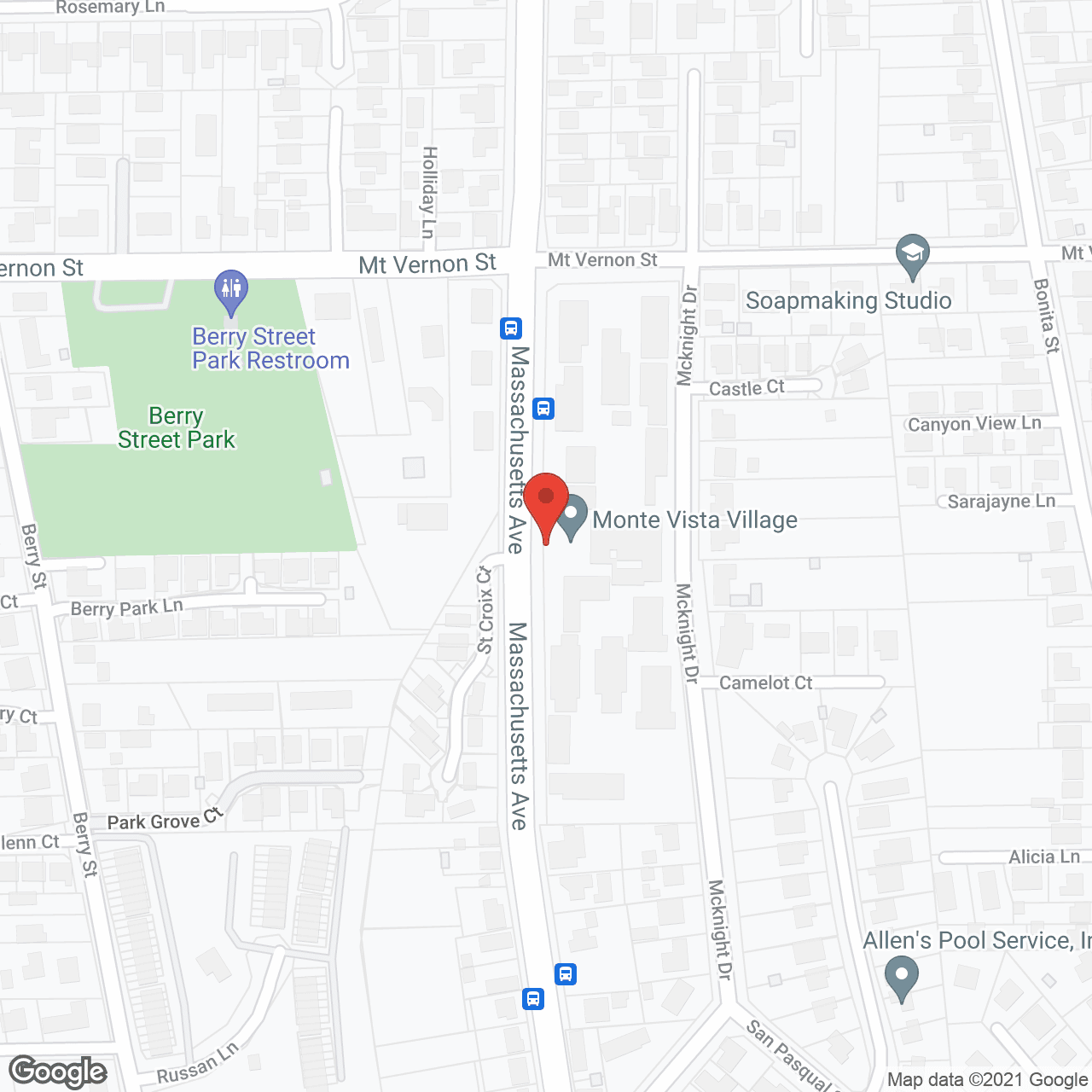 Map of the neighborhood around Monte Vista Village