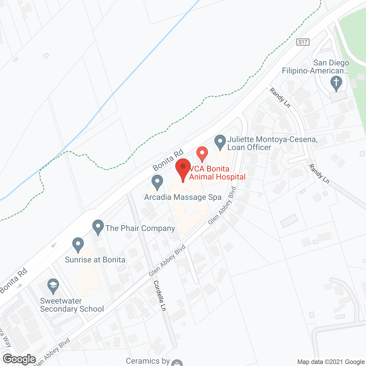 Map of the neighborhood around Pacifica Senior Living Bonita