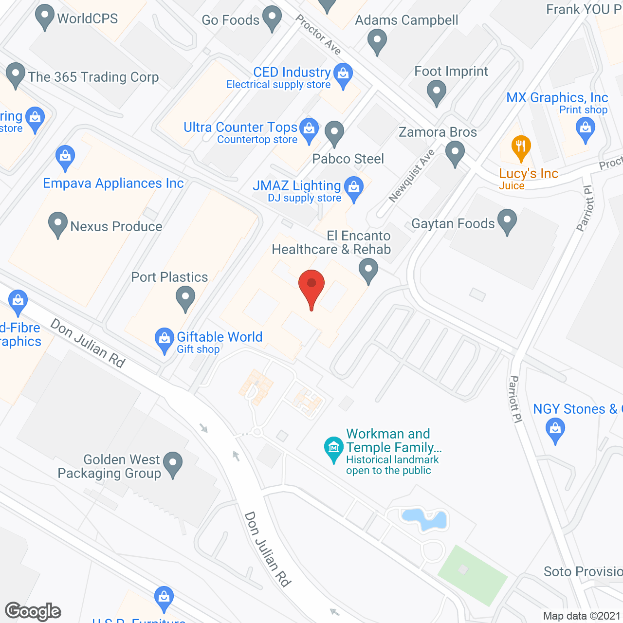 Map of the neighborhood around El Encanto Healthcare & Rehabilitation