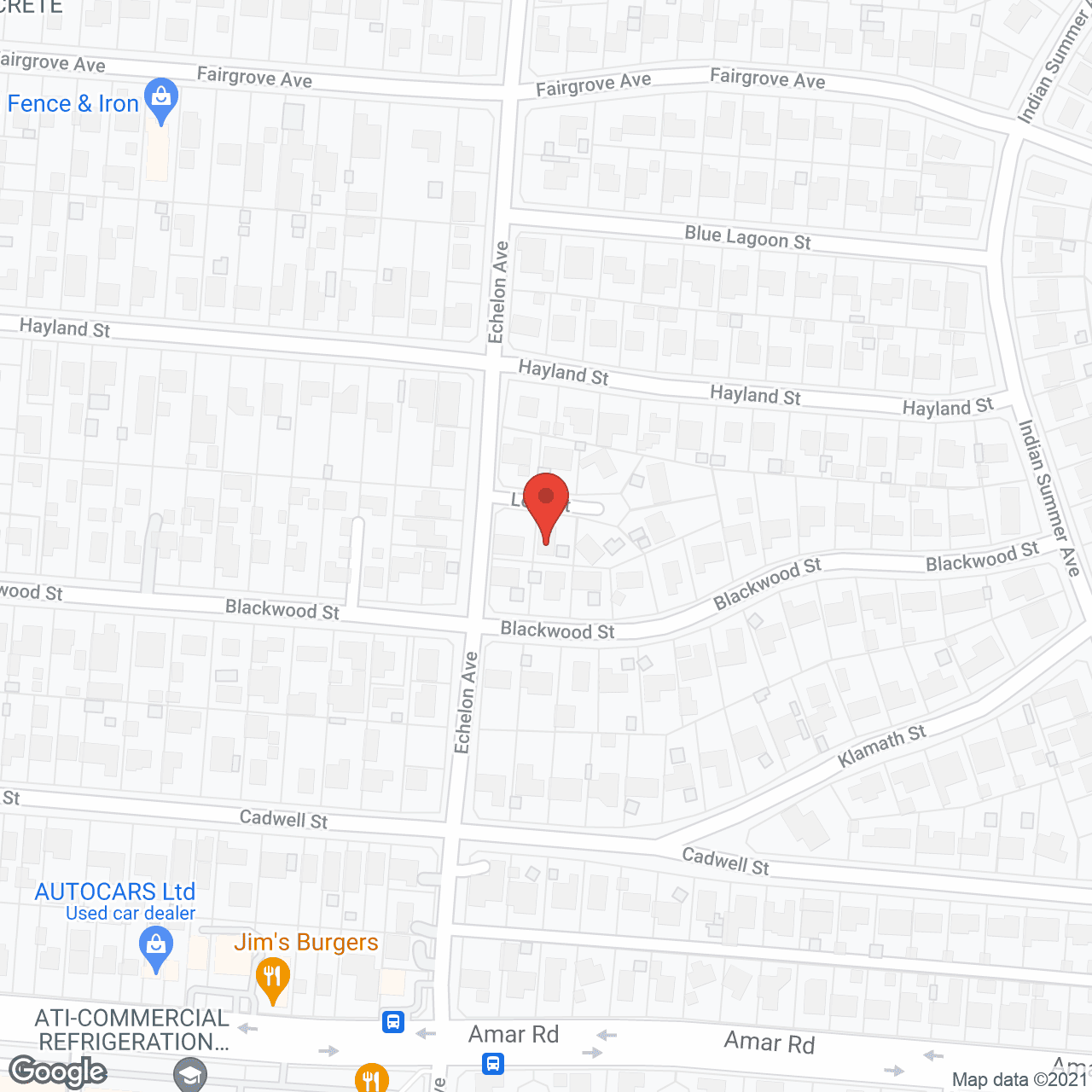 Map of the neighborhood around Sacred Heart Home