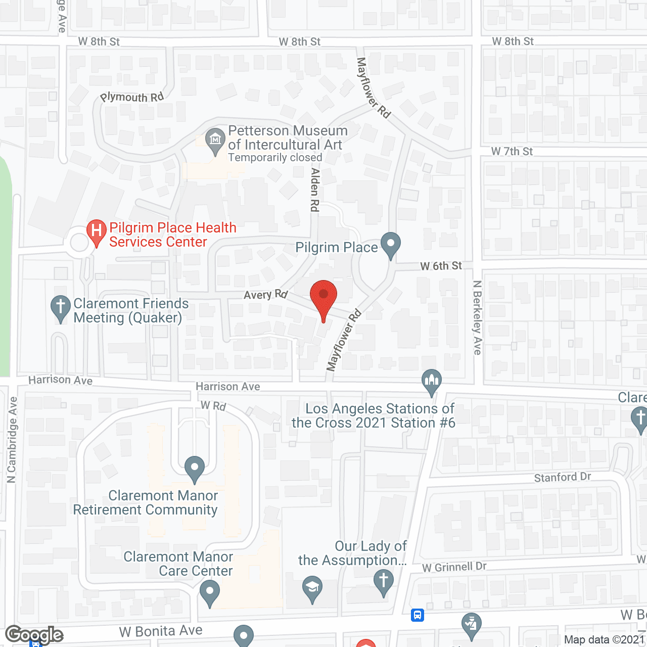 Map of the neighborhood around Pilgrim Place