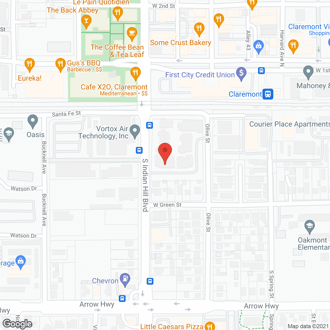 Map of the neighborhood around Claremont Villas
