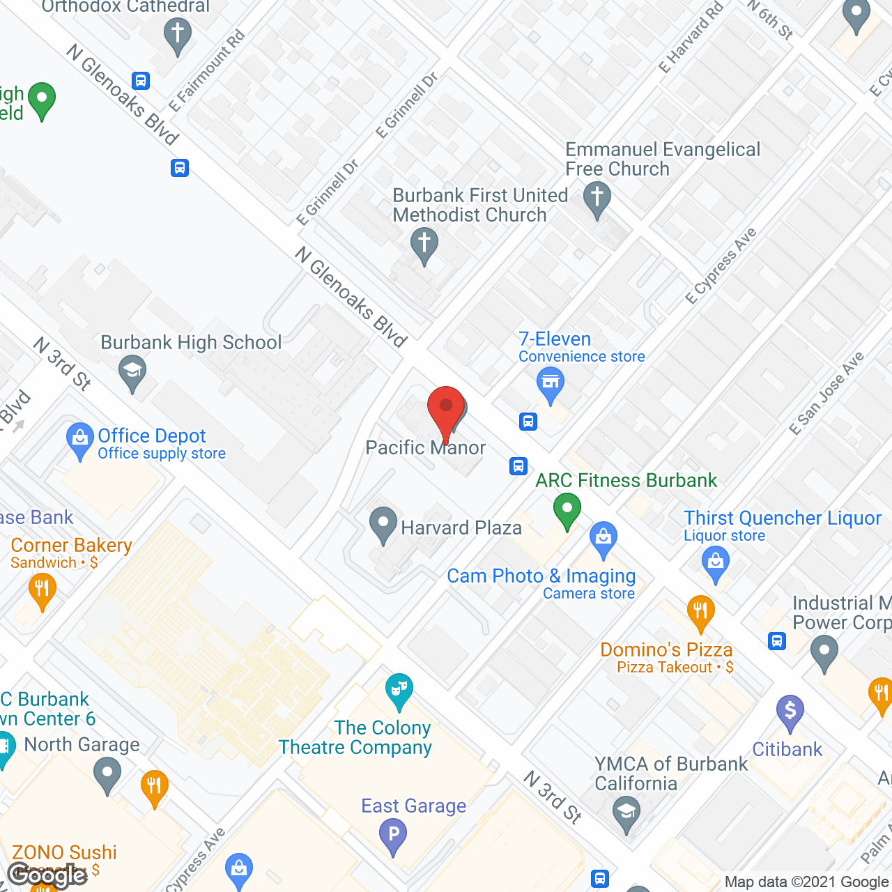 Map of the neighborhood around Pacific Manor