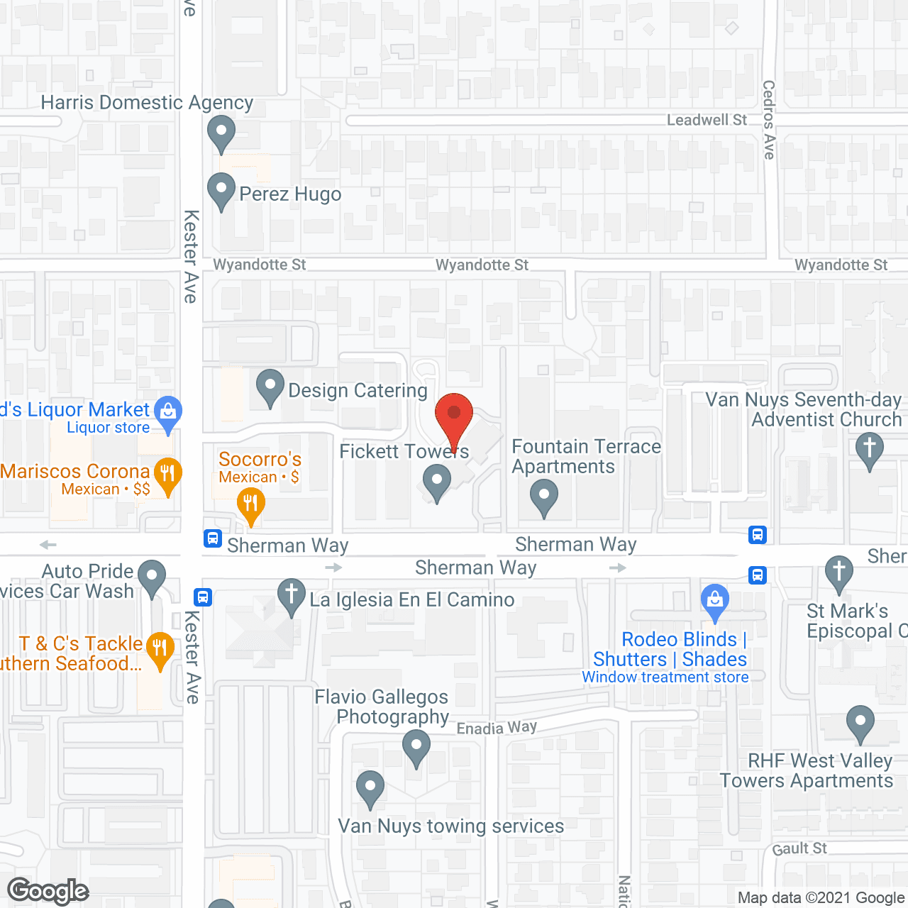 Map of the neighborhood around Fickett Towers