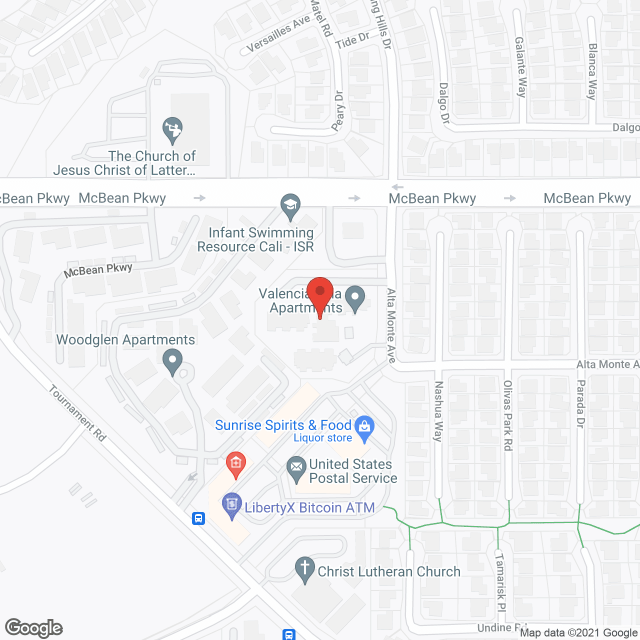 Map of the neighborhood around Valencia Villa Apartments