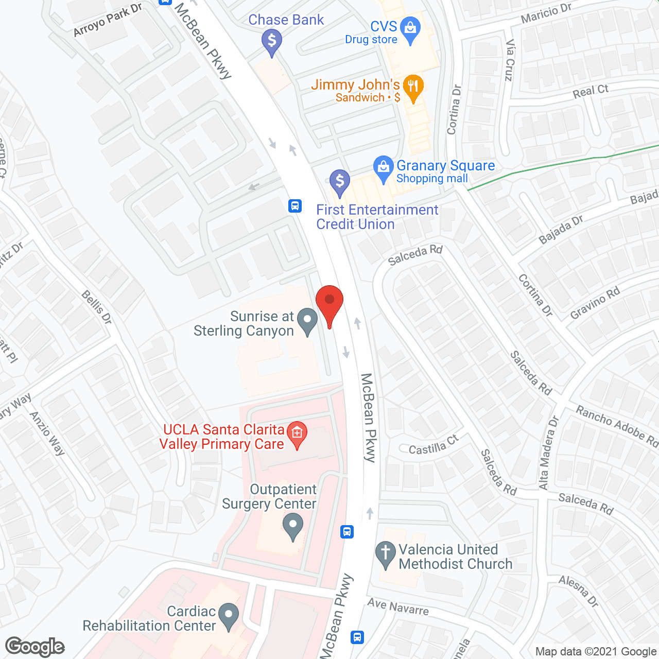 Map of the neighborhood around Sunrise at Sterling Canyon